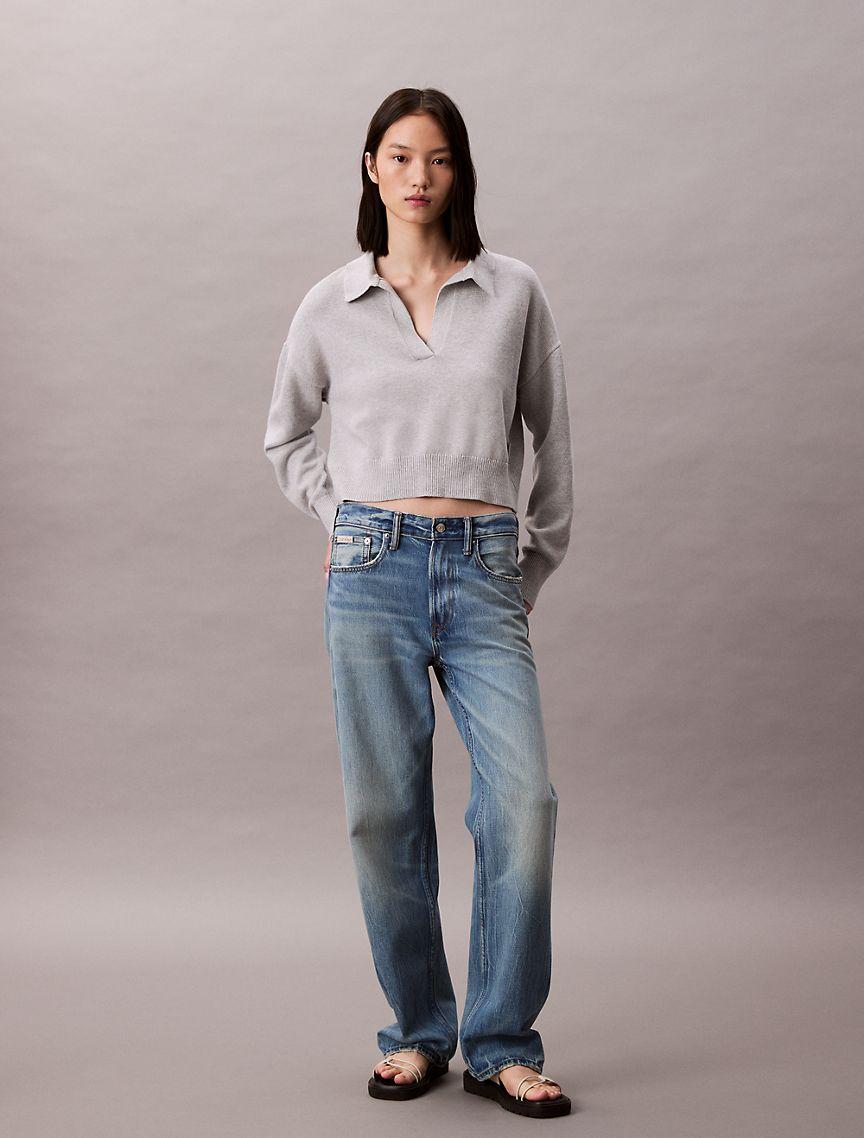 Smooth Cotton Polo Sweater Product Image