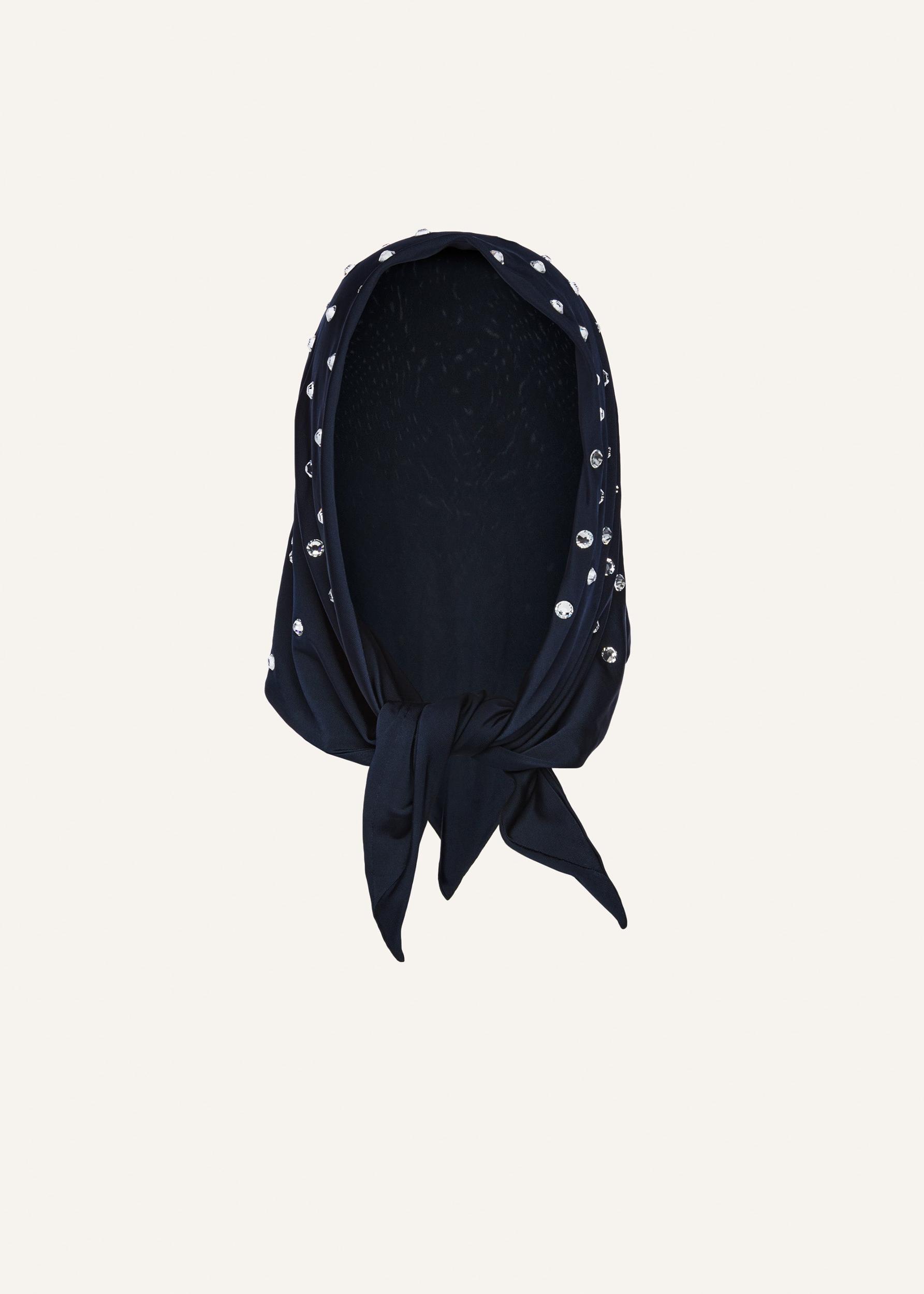 Crystal-studded triangle bandana in navy Product Image