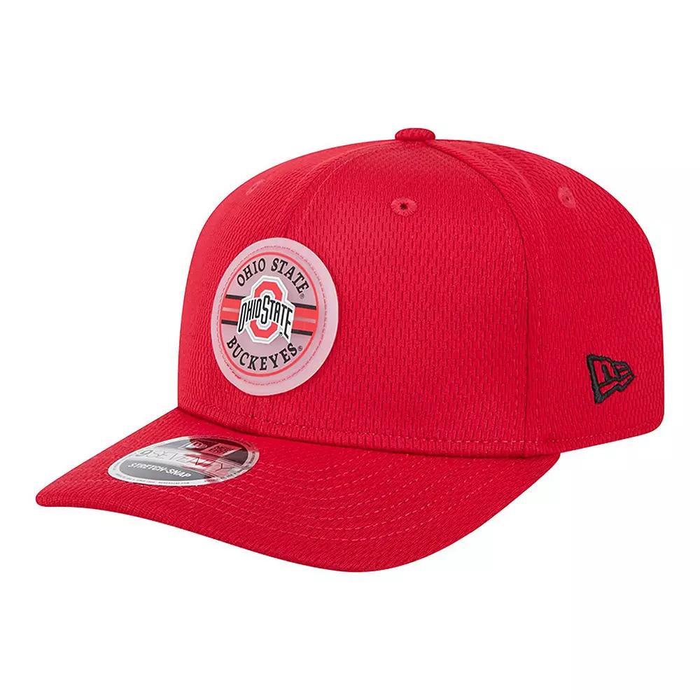 Men's New Era Scarlet Ohio State Buckeyes Patched 9SEVENTY Stretch-Snap Adjustable Hat, Red Product Image