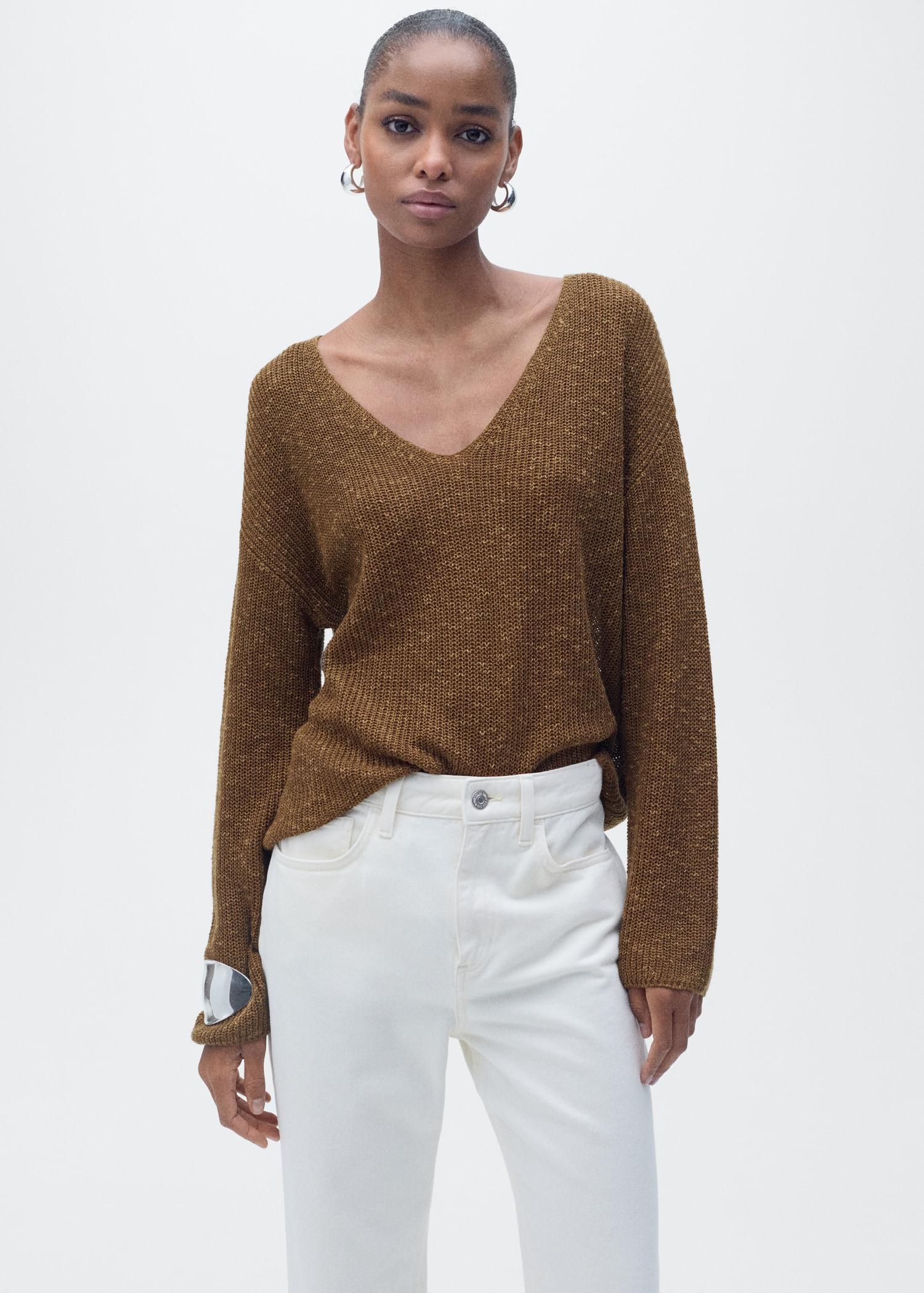 V-neck knit sweater - Women | MANGO USA Product Image
