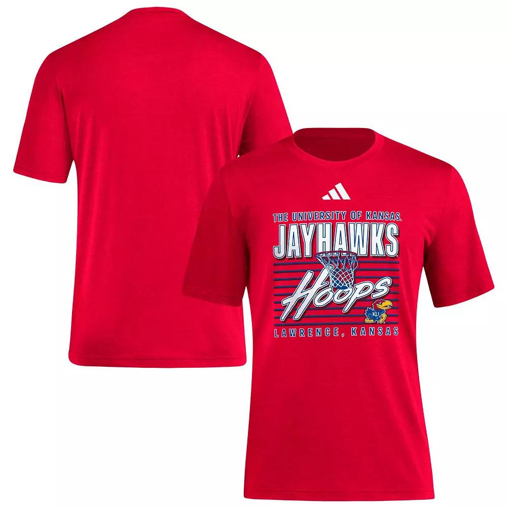 Men's adidas Red Kansas Jayhawks Locker Swish Tri-Blend T-Shirt,  Product Image