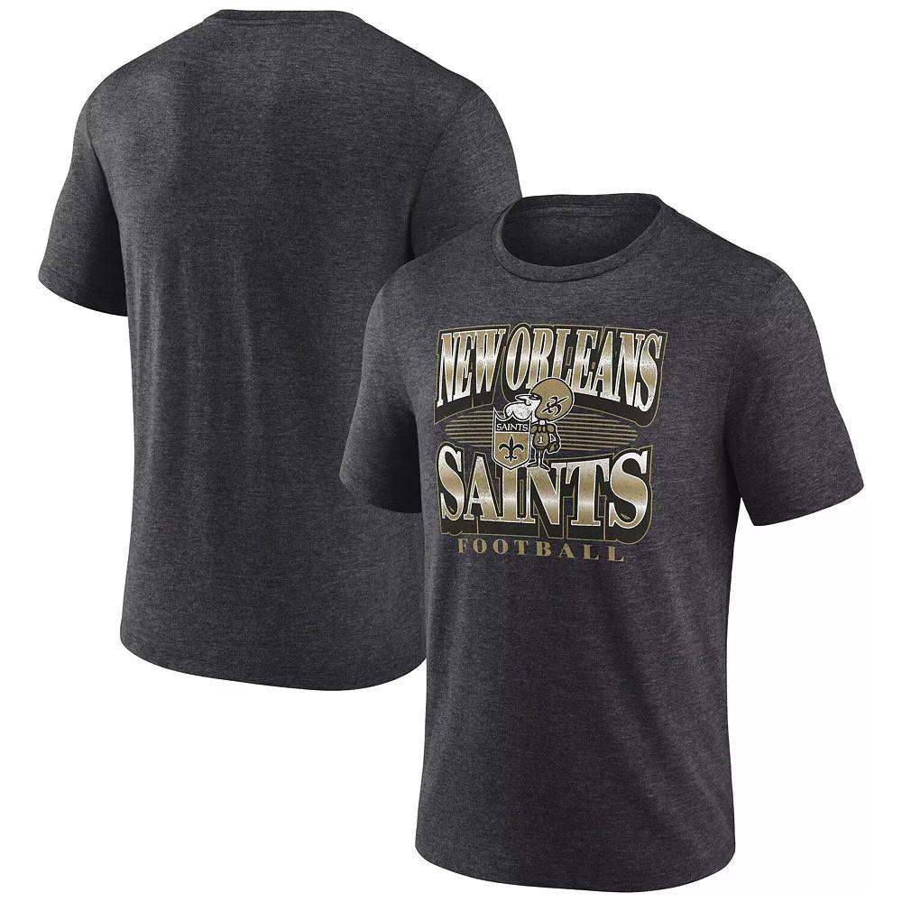 Men's Fanatics Heather Charcoal New Orleans Saints Extreme Tackle Tri-Blend T-Shirt, Size: Large Product Image
