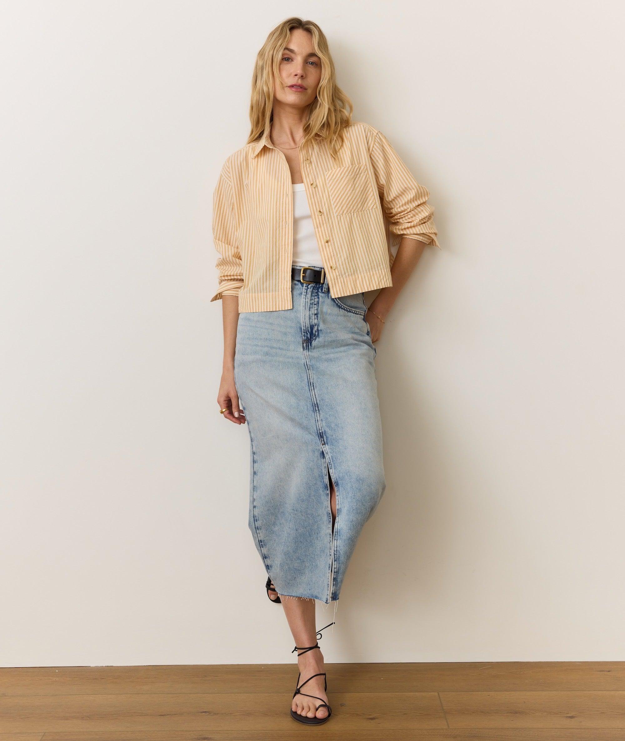Mia Cropped Shirt in Cali Poplin Product Image