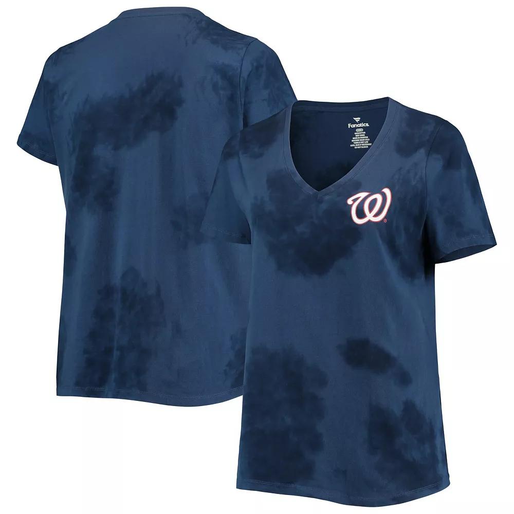 Women's Navy Washington Nationals Plus Size Cloud V-Neck T-Shirt, Size: 2XL, Blue Product Image
