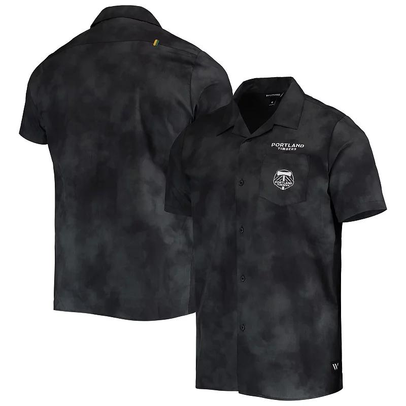 Men's The Wild Collective Black Portland Timbers Abstract Cloud Button-Up Shirt,  Product Image