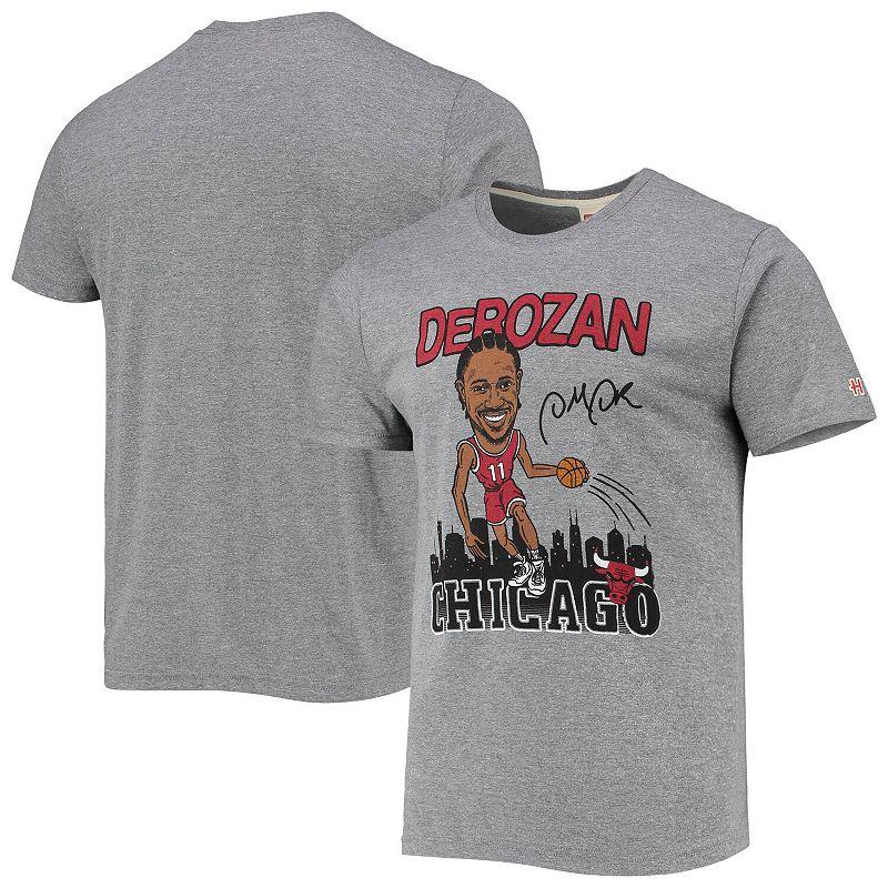 Men's Homage DeMar DeRozan Heathered Gray Chicago Bulls Caricature Tri-Blend T-Shirt, Size: Small, Grey Product Image