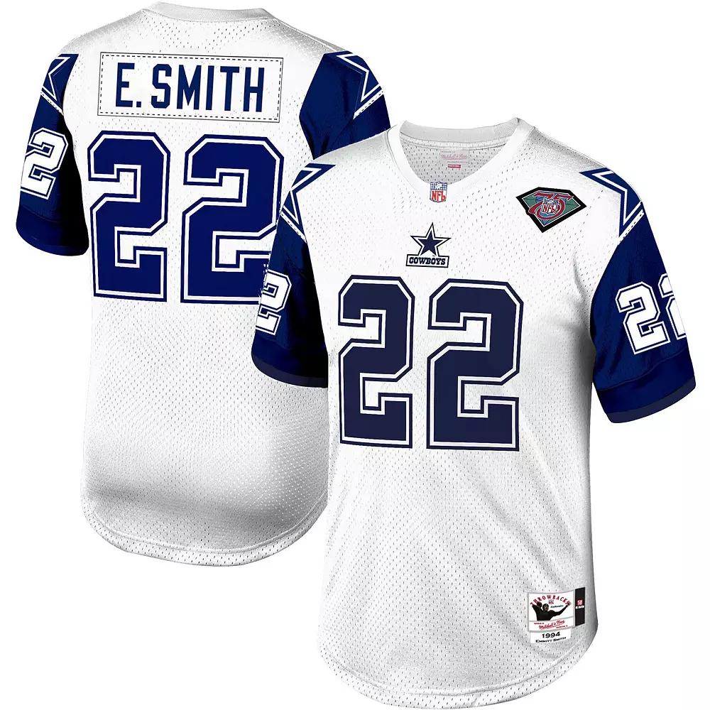 Men's Mitchell & Ness Emmitt Smith White Dallas Cowboys 1996 Authentic Throwback Retired Player Jersey,  Product Image