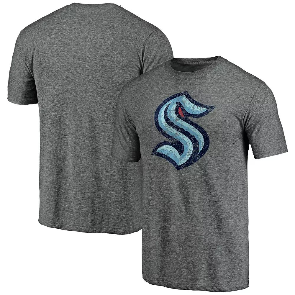 Men's Fanatics Branded Heather Gray Seattle Kraken Distressed Team Tri-Blend T-Shirt, Size: XL, Krk Grey Product Image