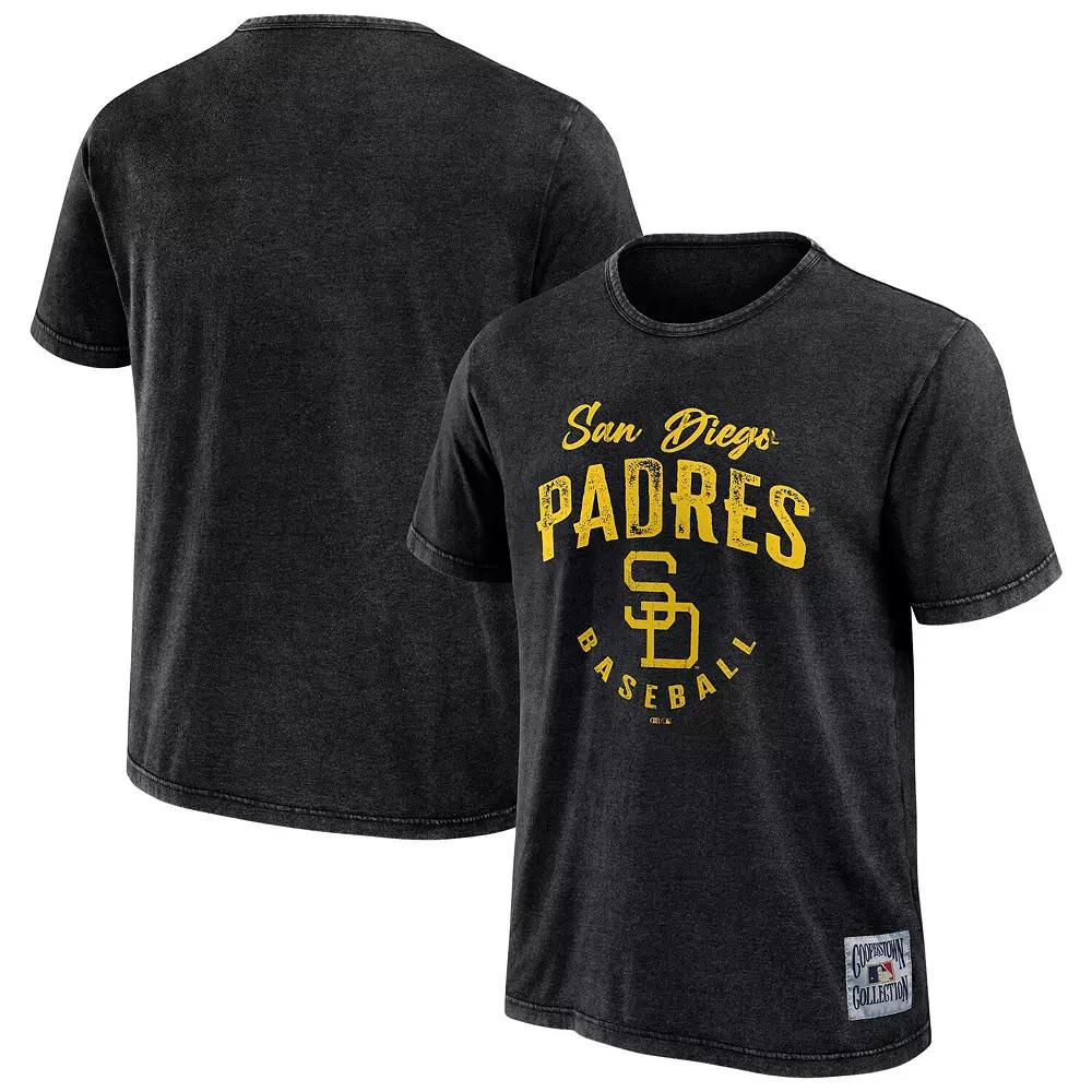 Men's Darius Rucker Collection by Fanatics Black San Diego Padres Cooperstown Collection Washed T-Shirt, Size: Small Product Image