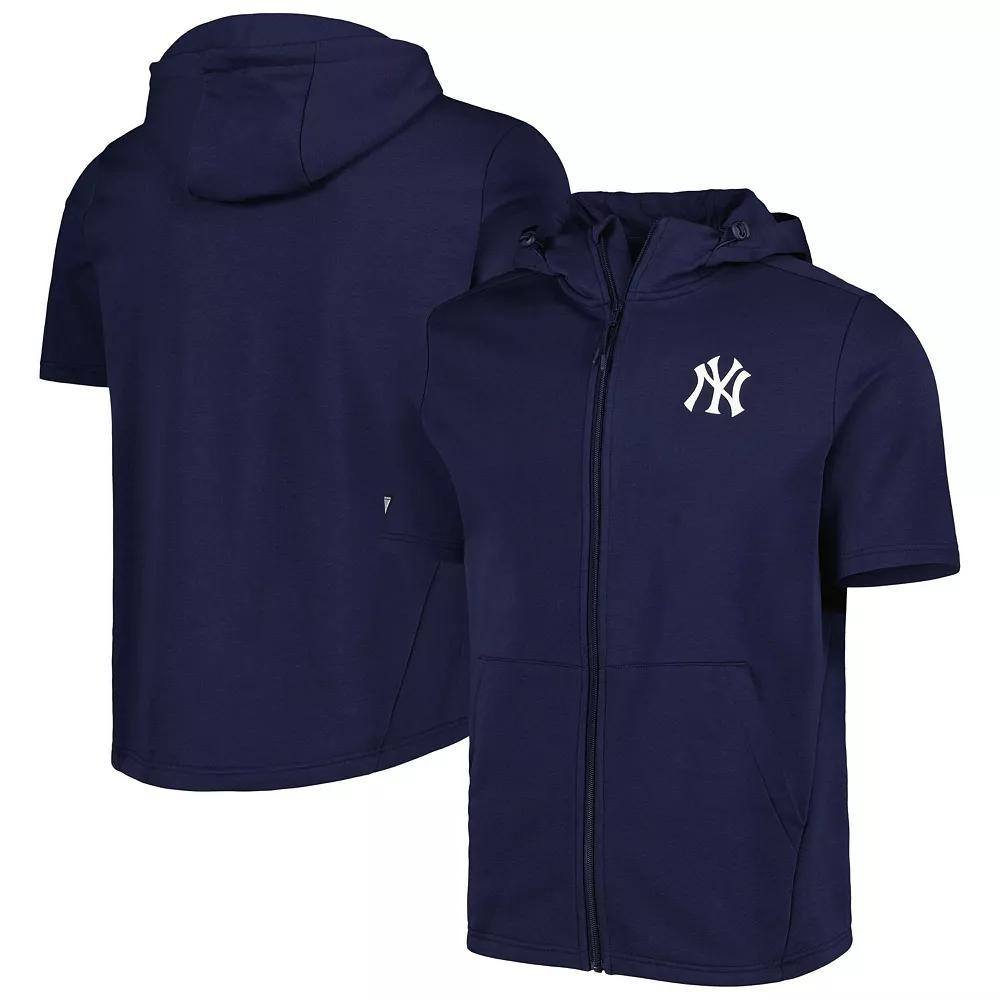 Men's Levelwear Navy New York Yankees Recruit Full-Zip Short Sleeve Hoodie, Size: Medium, Blue Product Image