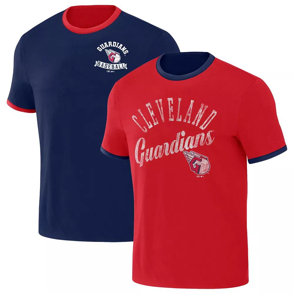 Men's Darius Rucker Collection by Fanatics Navy/Red Cleveland Guardians Two-Way Ringer Reversible T-Shirt, Size: Small, Grd Blue Product Image