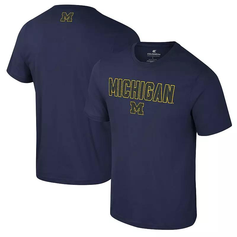 Men's Colosseum Navy Michigan Wolverines Color Pop Active Blend T-Shirt,  Product Image
