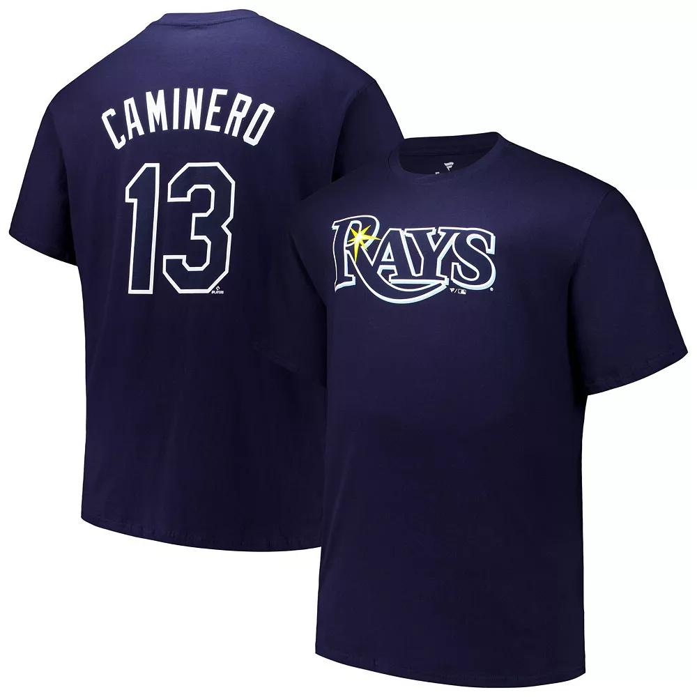 Men's Profile Junior Caminero Navy Tampa Bay Rays Big & Tall Name & Number T-Shirt, Size: 2XB, Blue Product Image