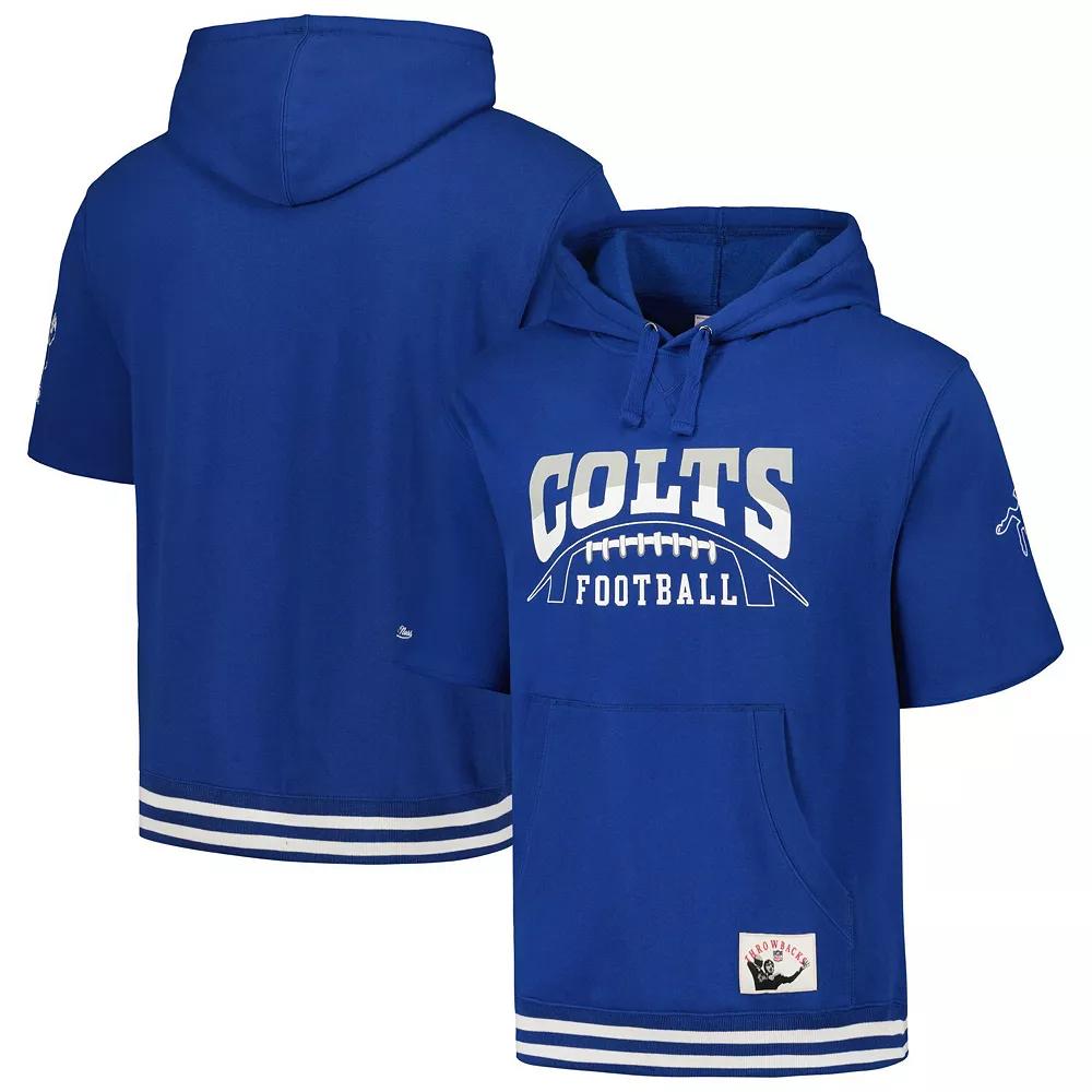 Men's Mitchell & Ness Royal Indianapolis Colts Pre-Game Short Sleeve Pullover Hoodie,  Product Image