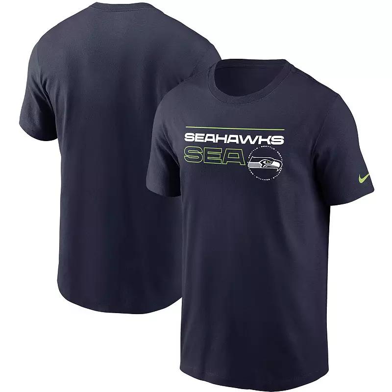 Men's Nike College Navy Seattle Seahawks Broadcast Essential T-Shirt, Size: Large, Blue Product Image