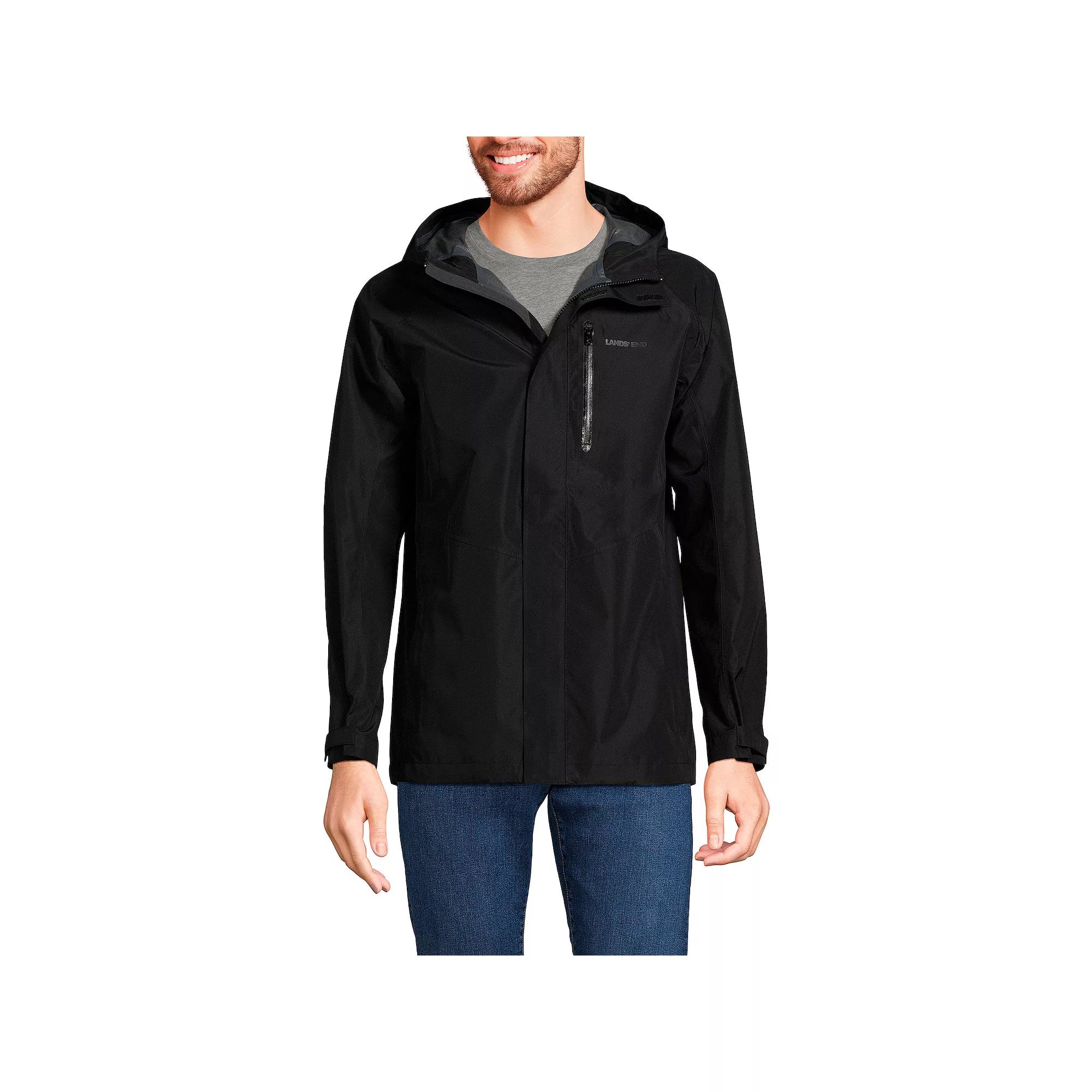 Men's Lands' End Waterproof Hooded Packable Rain Jacket,  Product Image