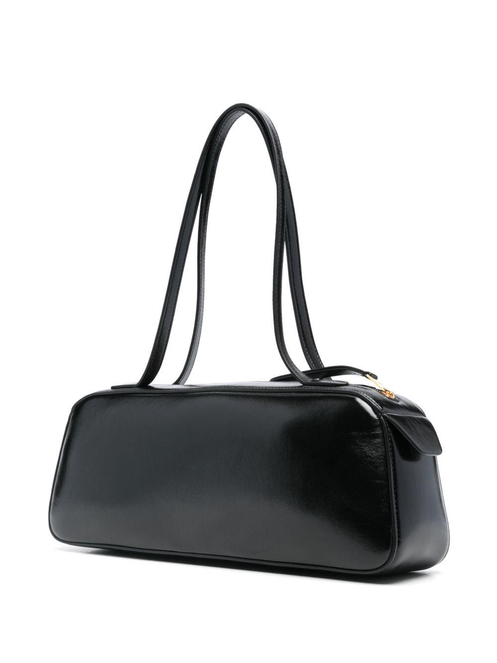 KHAITE Simona Crackle Patent Leather Shoulder Bag In Black Product Image