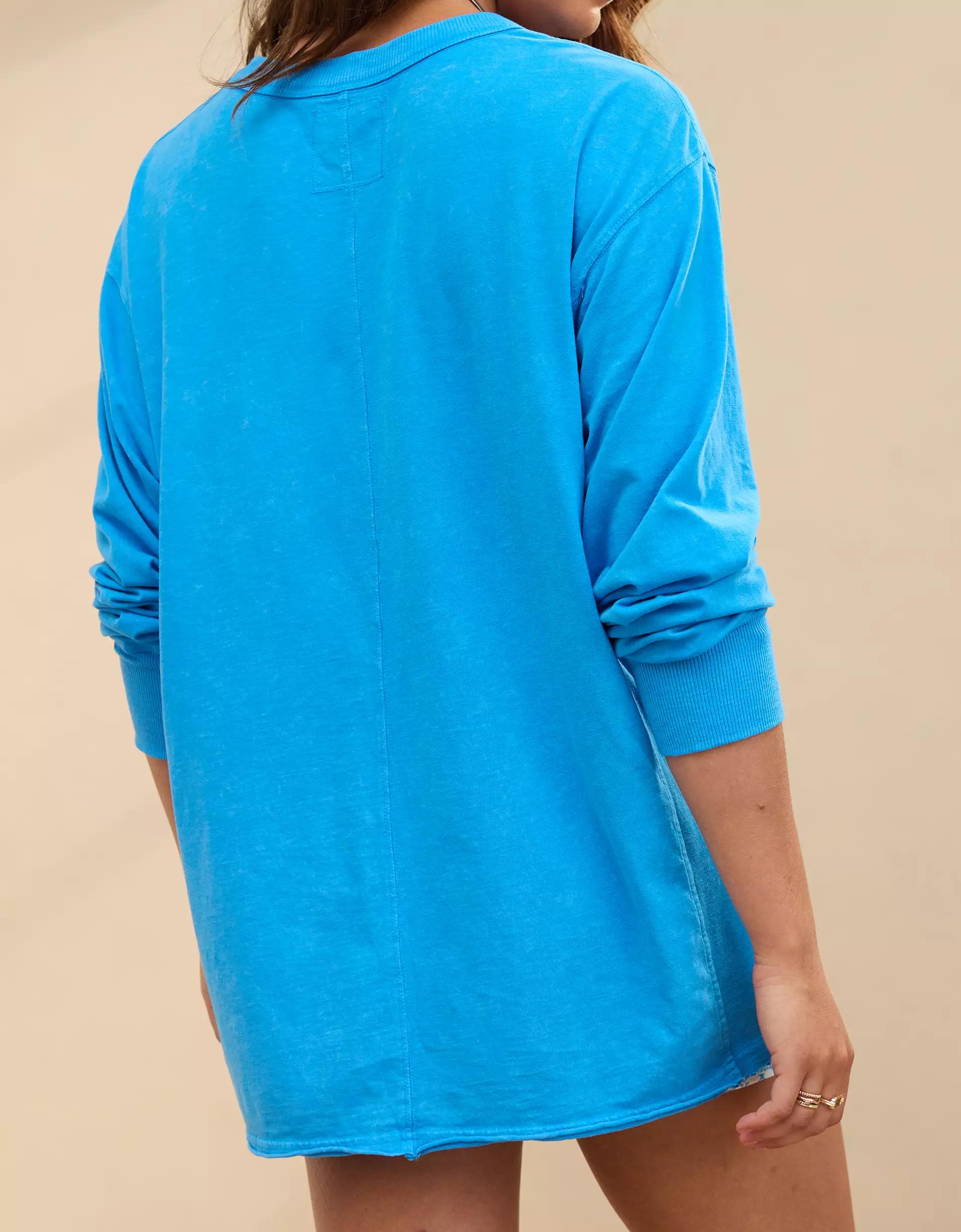 Aerie Cozy Long Sleeve Oversized Smiley® Graphic Boyfriend T-Shirt Product Image