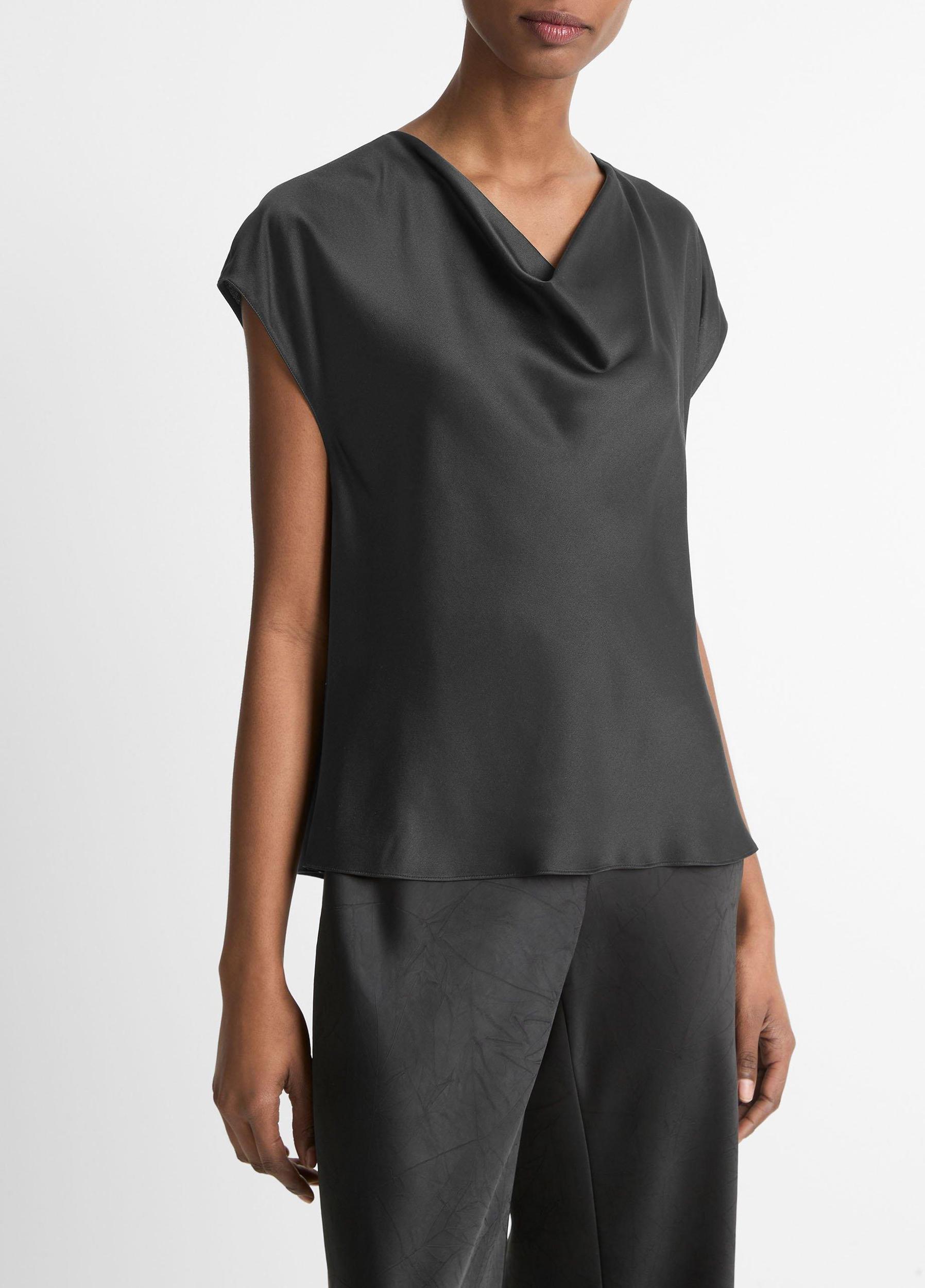 Silk Cowl-Neck Blouse Product Image
