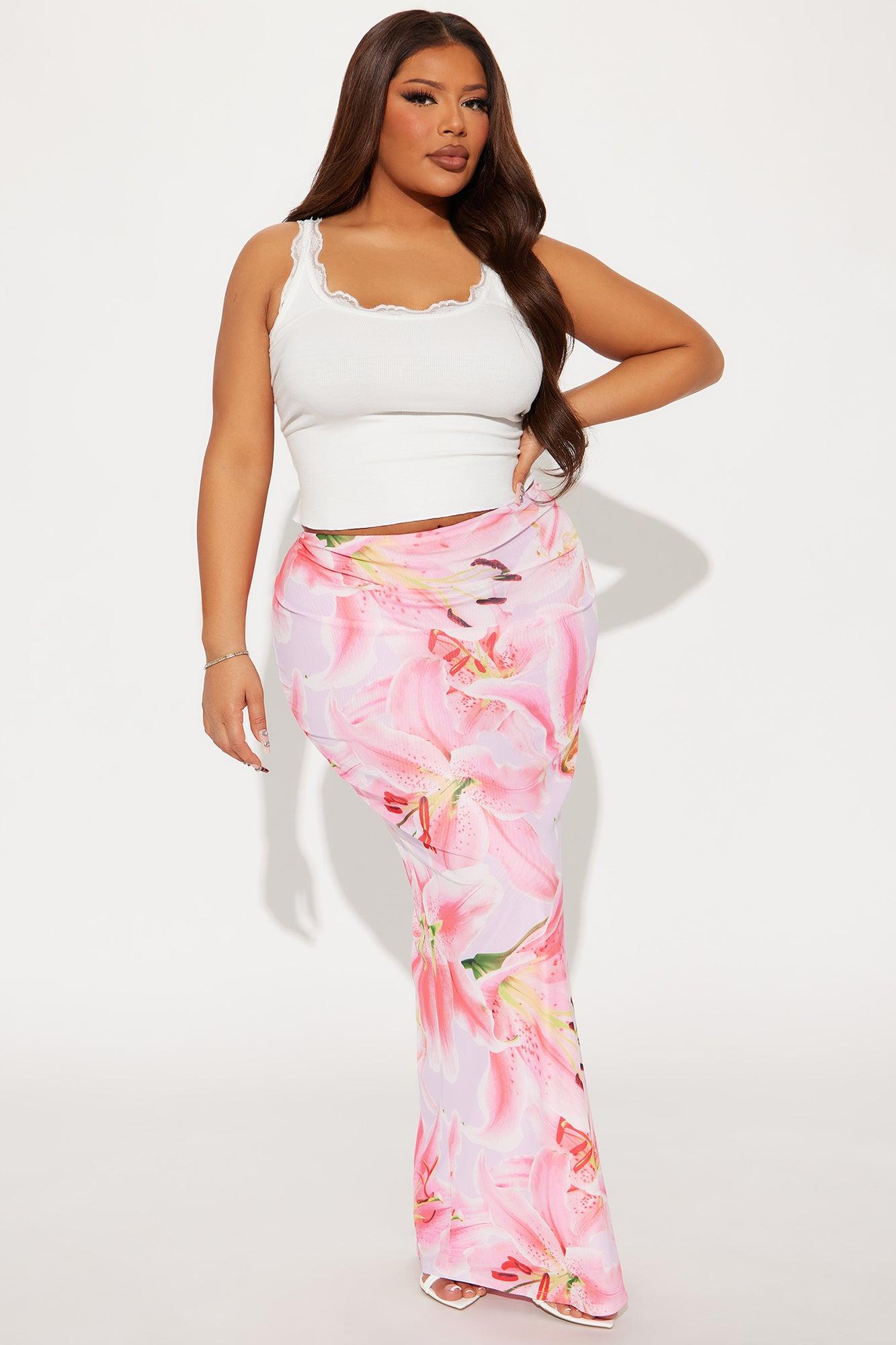 Late Nights In Santorini Floral Mesh Maxi Skirt - Pink/combo Product Image