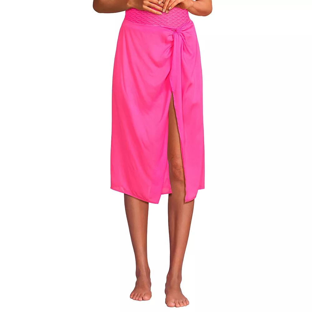 Women's Lands' End Sheer Twist Front Knee Length Swim Cover-up Skirt,  Product Image
