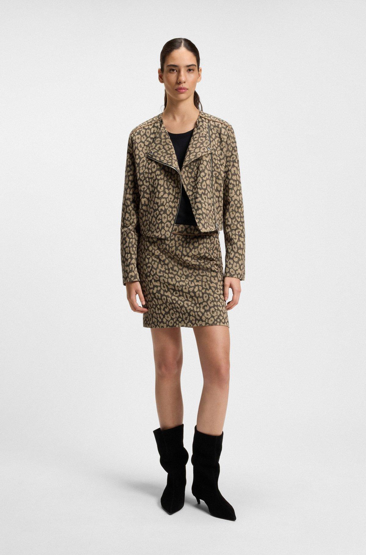 BOSS - Mini skirt in leopard jacquard - Patterned Product Image