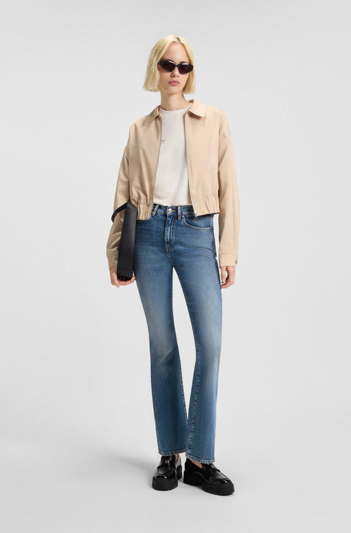 HUGO - Flared-leg skinny-fit jeans in blue stretch denim - Turquoise Product Image