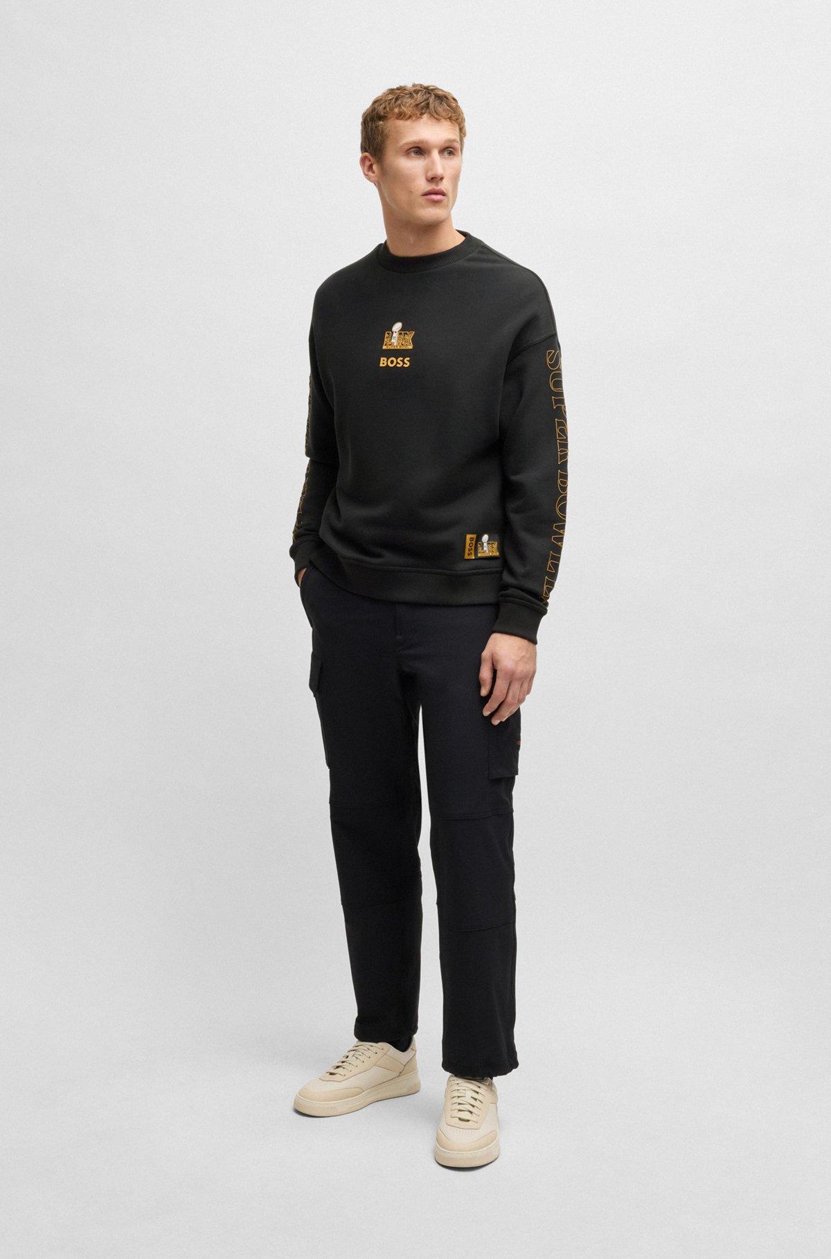 BOSS - BOSS x NFL cotton sweatshirt with gold-tone embroidery - Black Product Image
