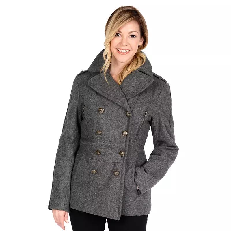 Women's Excelled Military Wool Blend Peacoat,  Product Image