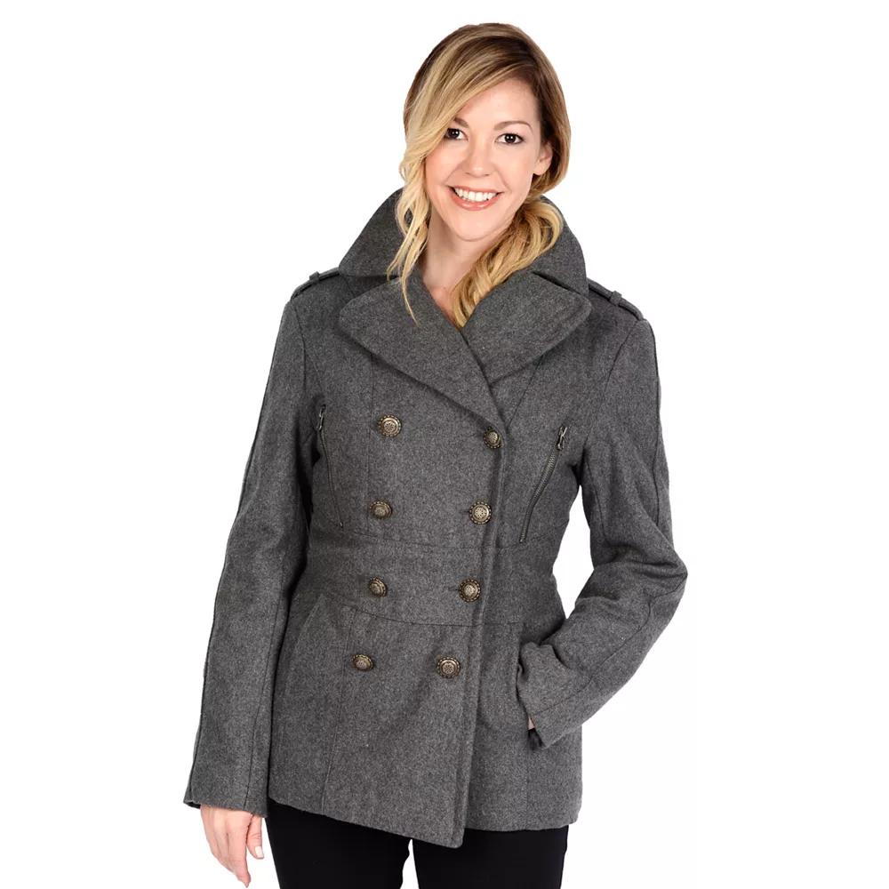 Women's Excelled Military Wool Blend Peacoat,  Product Image