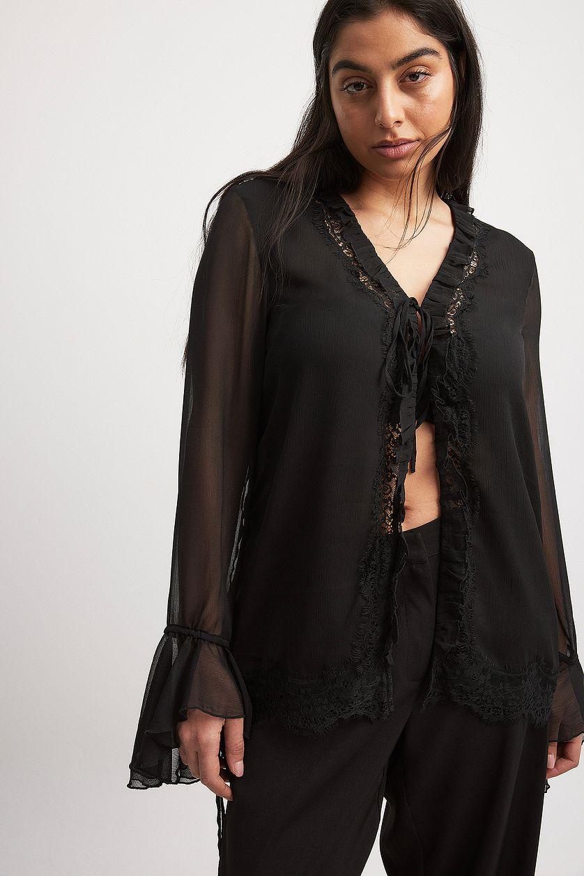 Lace Detail Chiffon Blouse Product Image