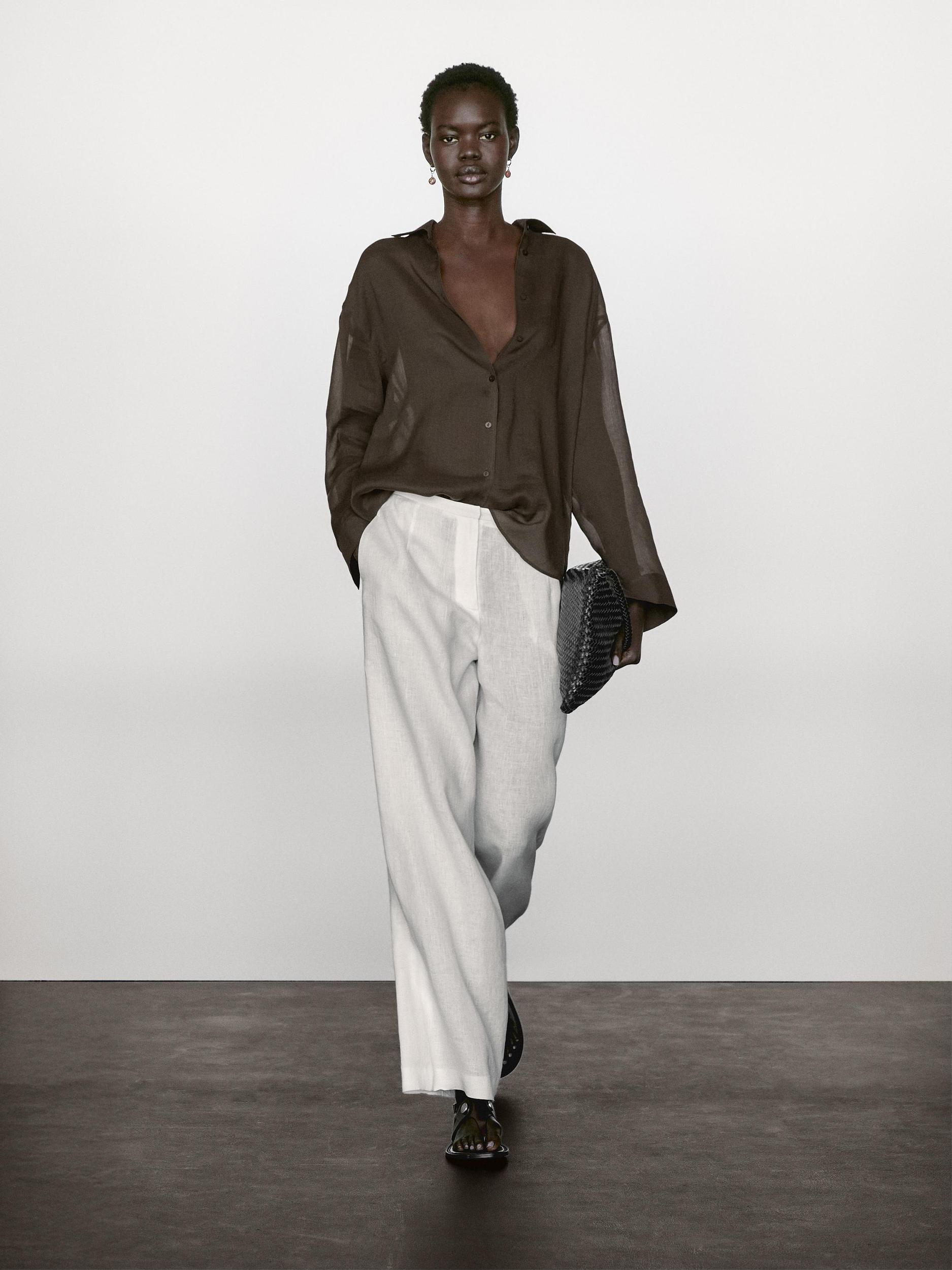 Flowing ramie blend shirt Product Image