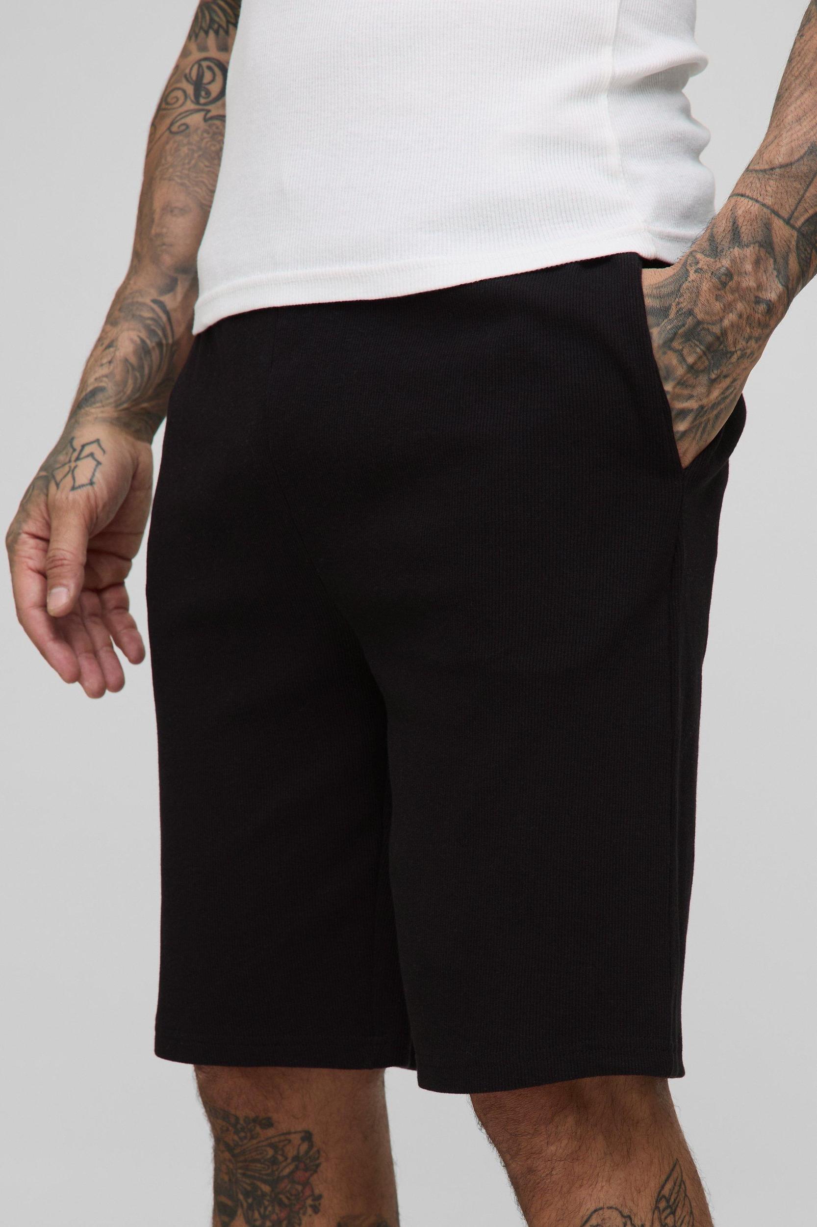 Tall Loose Fit Rib Sweat Shorts | boohooMAN USA Product Image