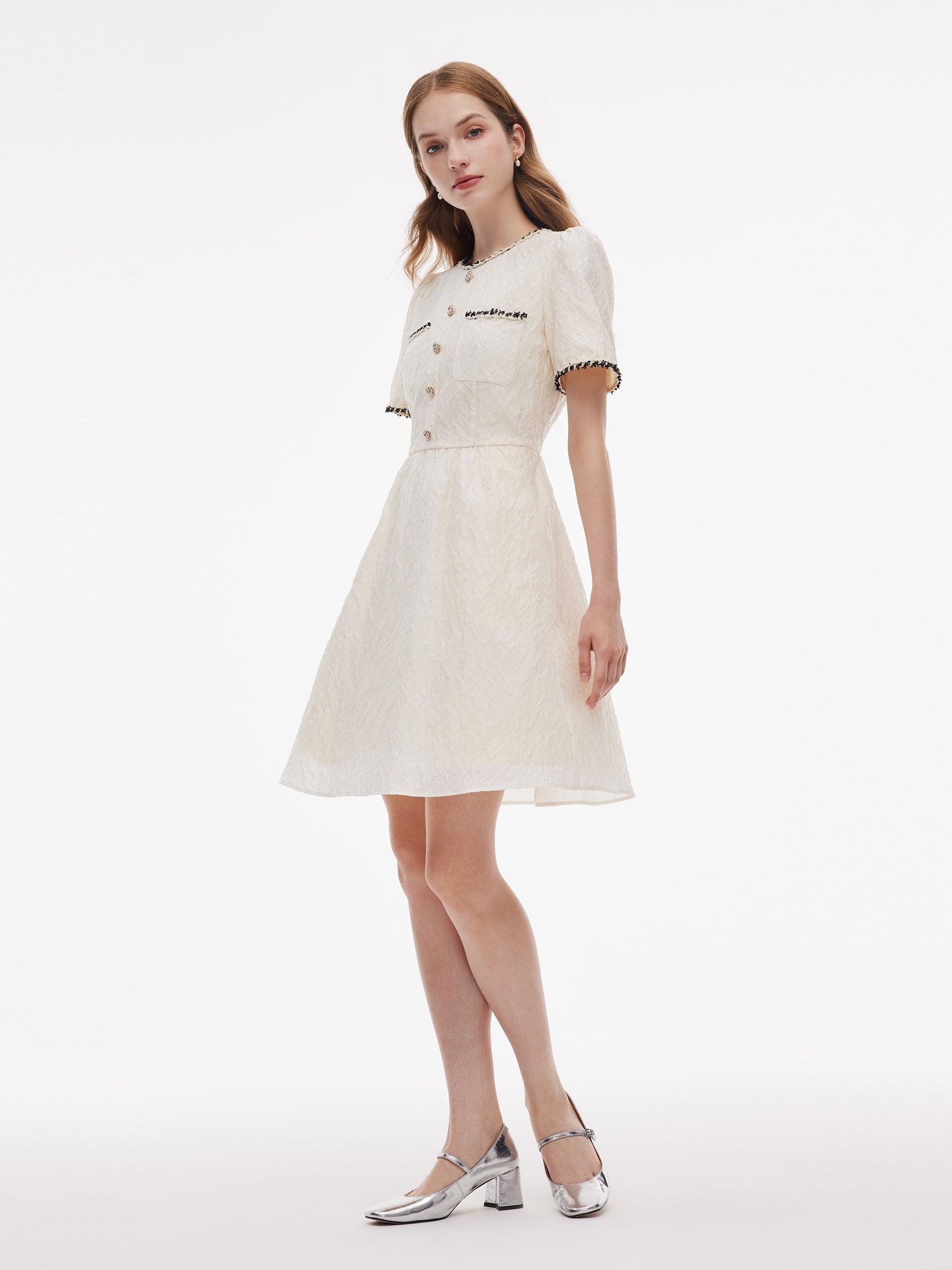 Jacquard Round Neck Women Mini Dress Product Image