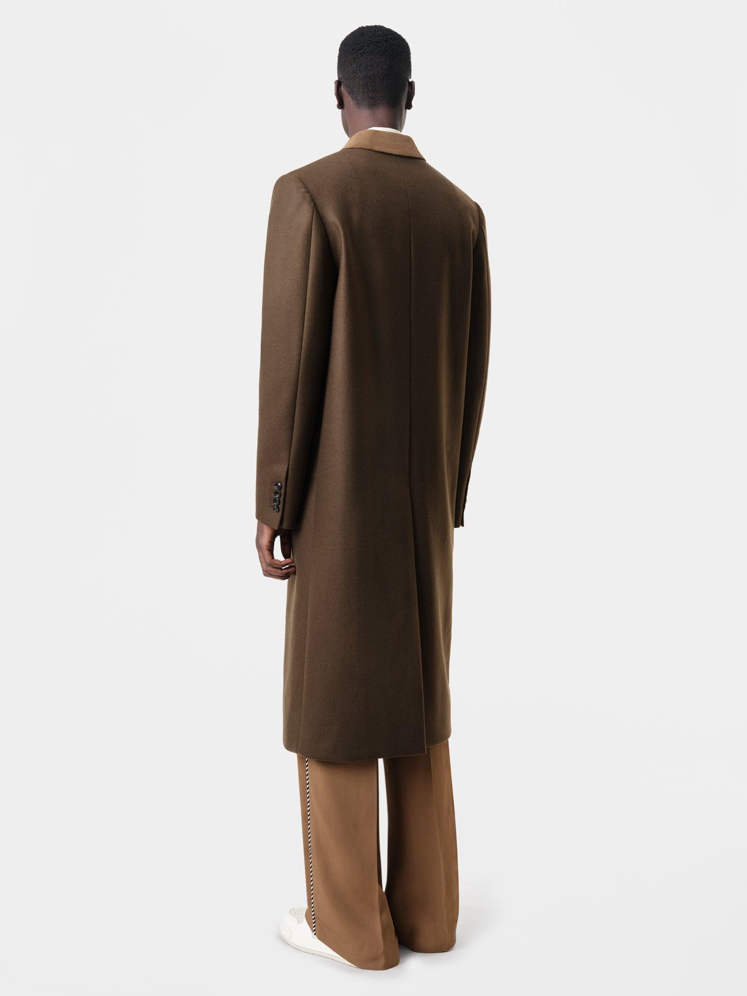 DOUBLE-BREASTED OVERCOAT - Dark Brown Product Image