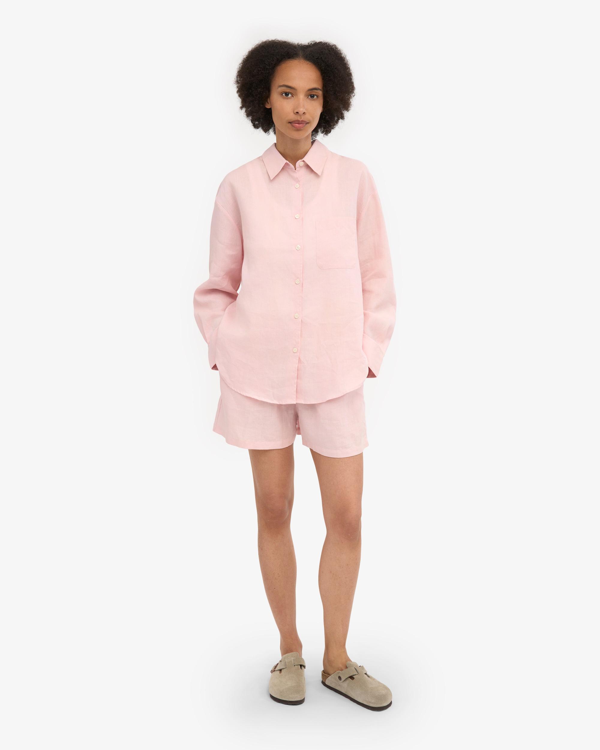 Linen Oversized Shirt - Faded Pink Product Image