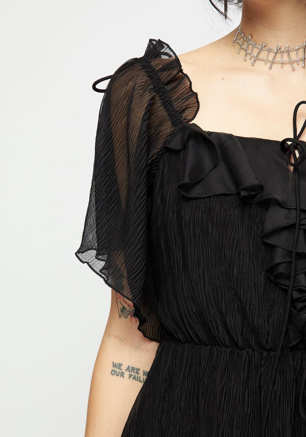 Lucien Textured Angel Sleeve Mini Dress Product Image