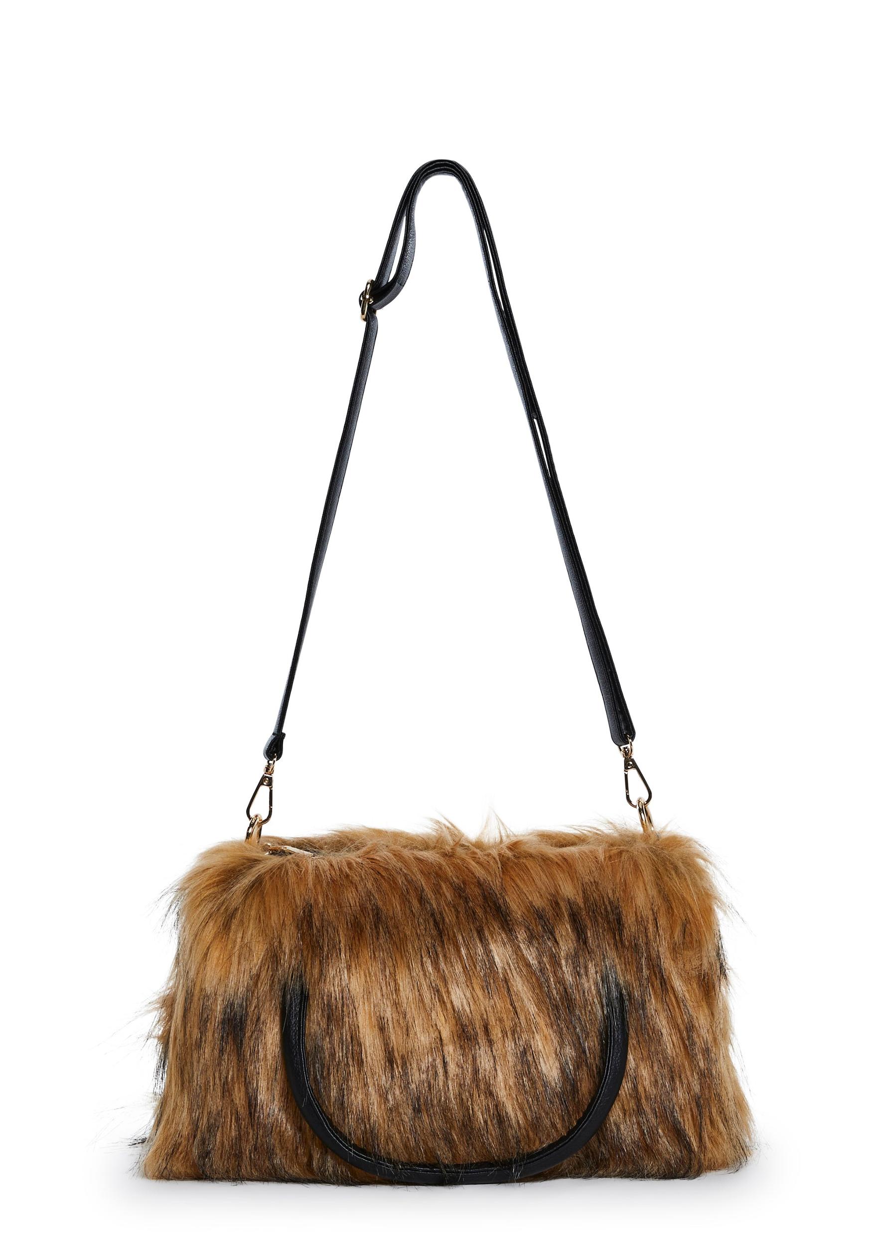 Shaggy Shoulder Weekender Bag - Brown Product Image