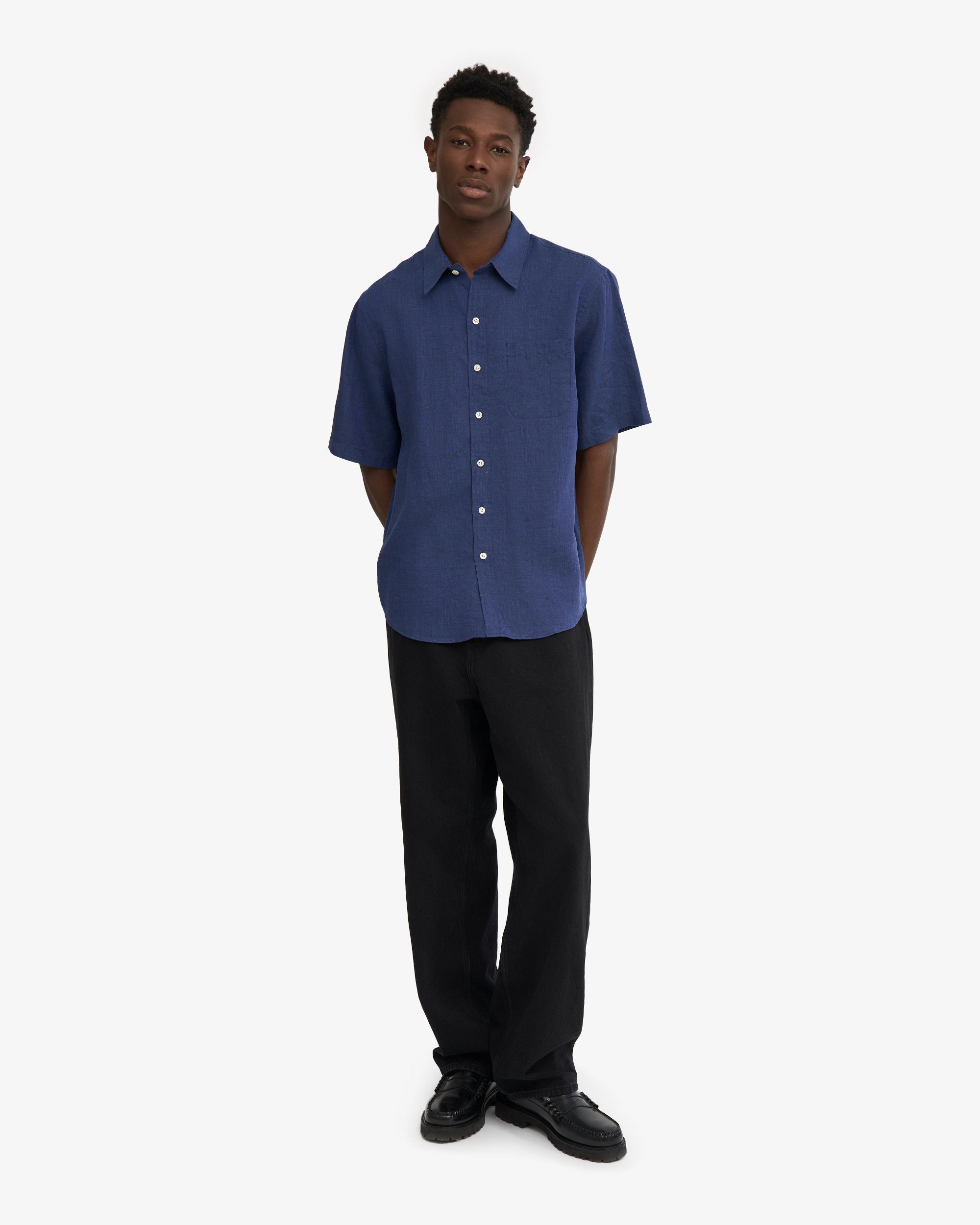 Linen SS Shirt - Marine Blue Product Image