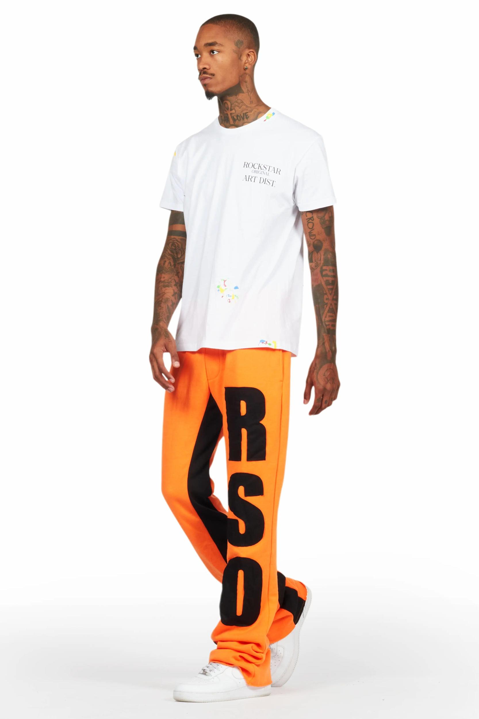 Uko Orange Stacked Baggy Track Pant Male Product Image