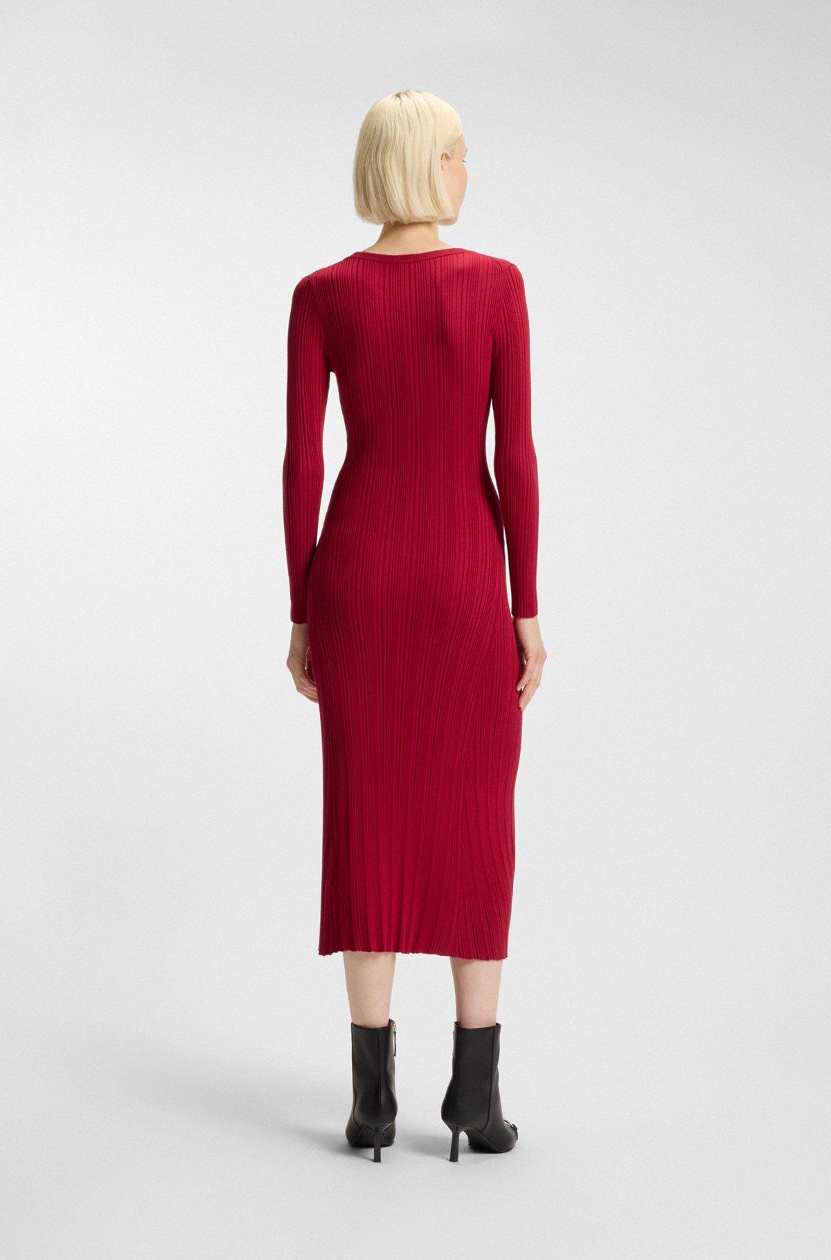 Slim-fit midi dress in ribbed crepe fabric Product Image