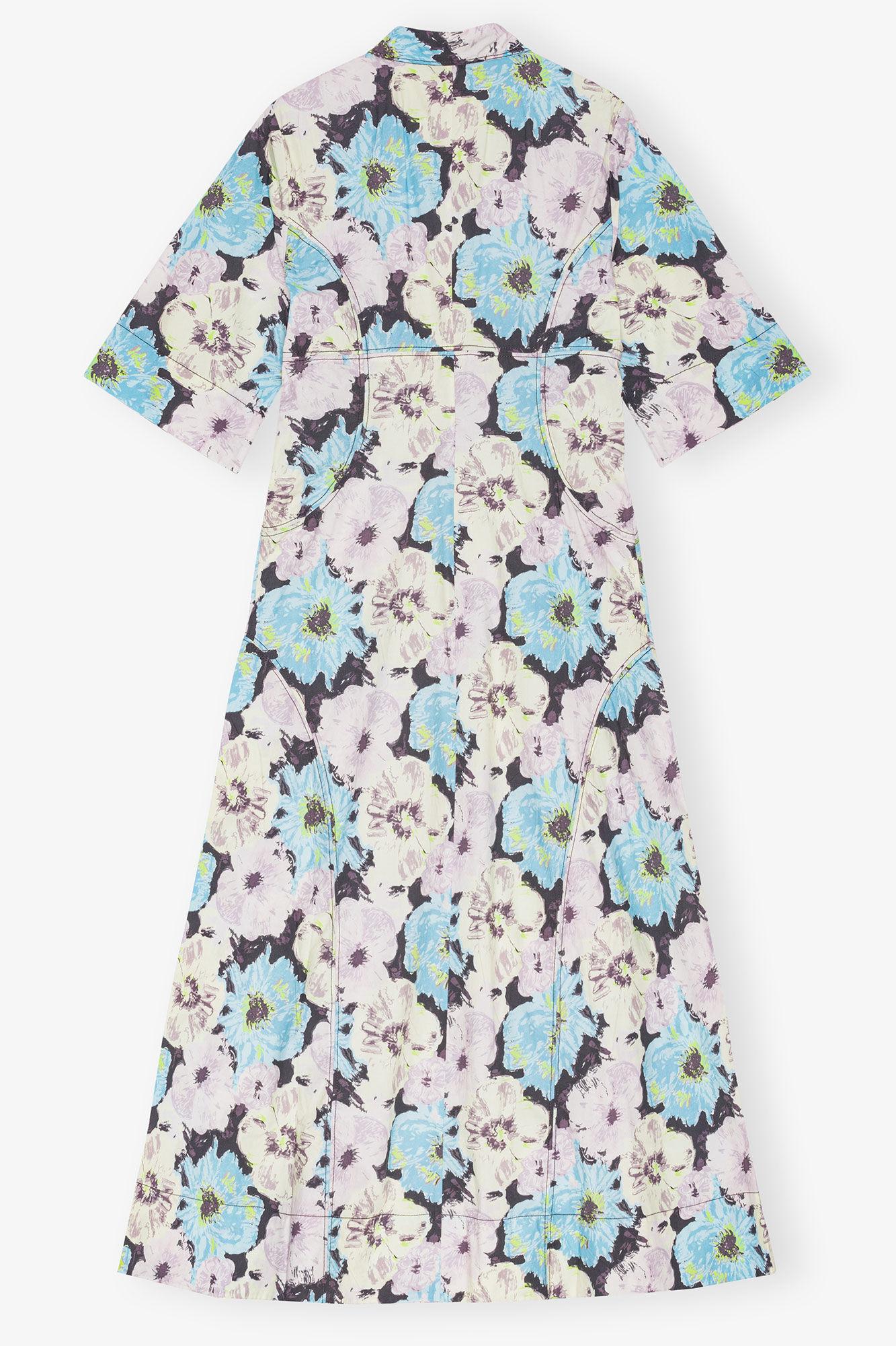 Floral Printed Cotton Long Shirt Dress Product Image