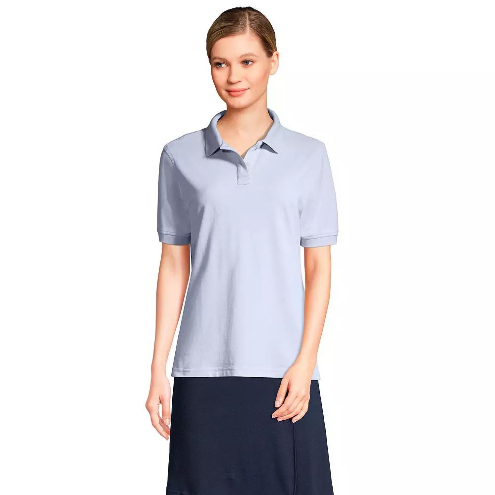 Women's Lands' End School Uniform Short Sleeve Mesh Polo Shirt, Size: Large, Blue Product Image