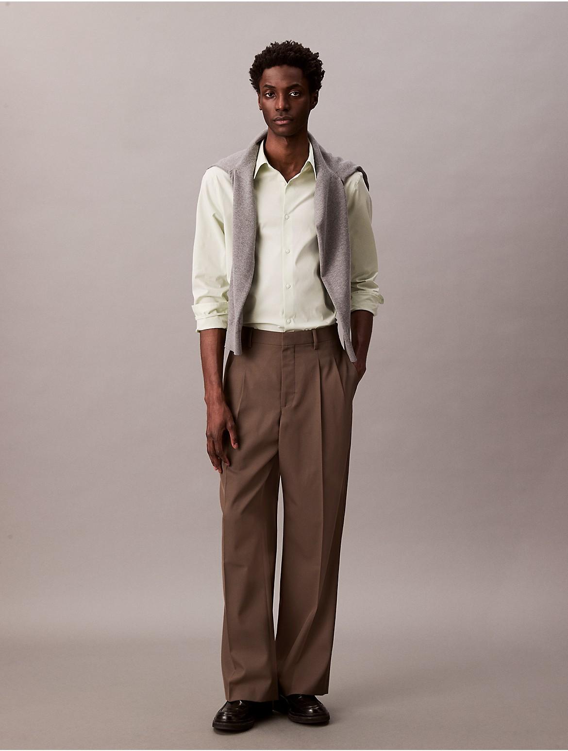 Calvin Klein Mens Slim Stretch Button-Down Shirt - Neutral Product Image