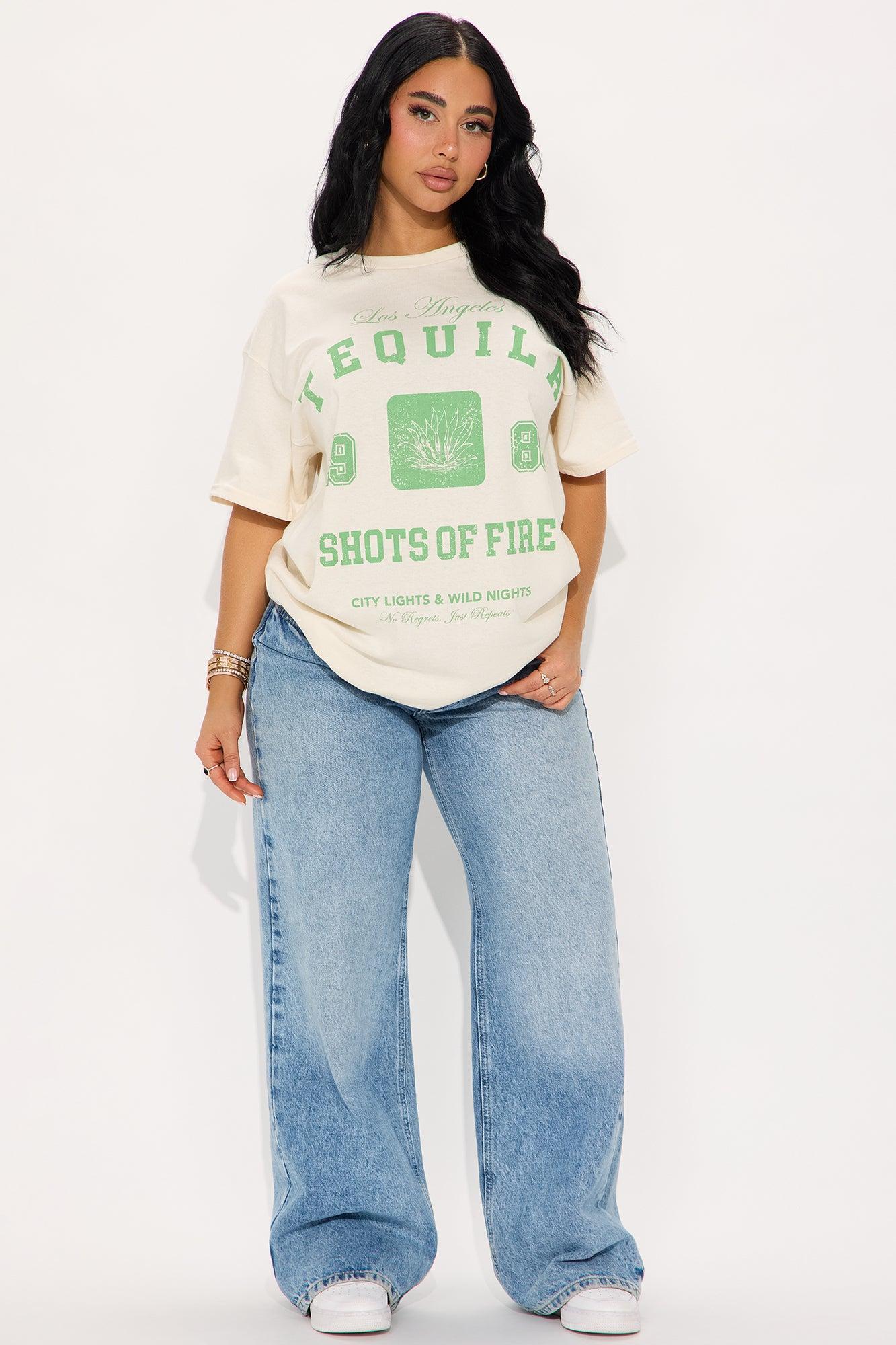 Tequila Shots of Fire Oversized Tee - Natural Product Image