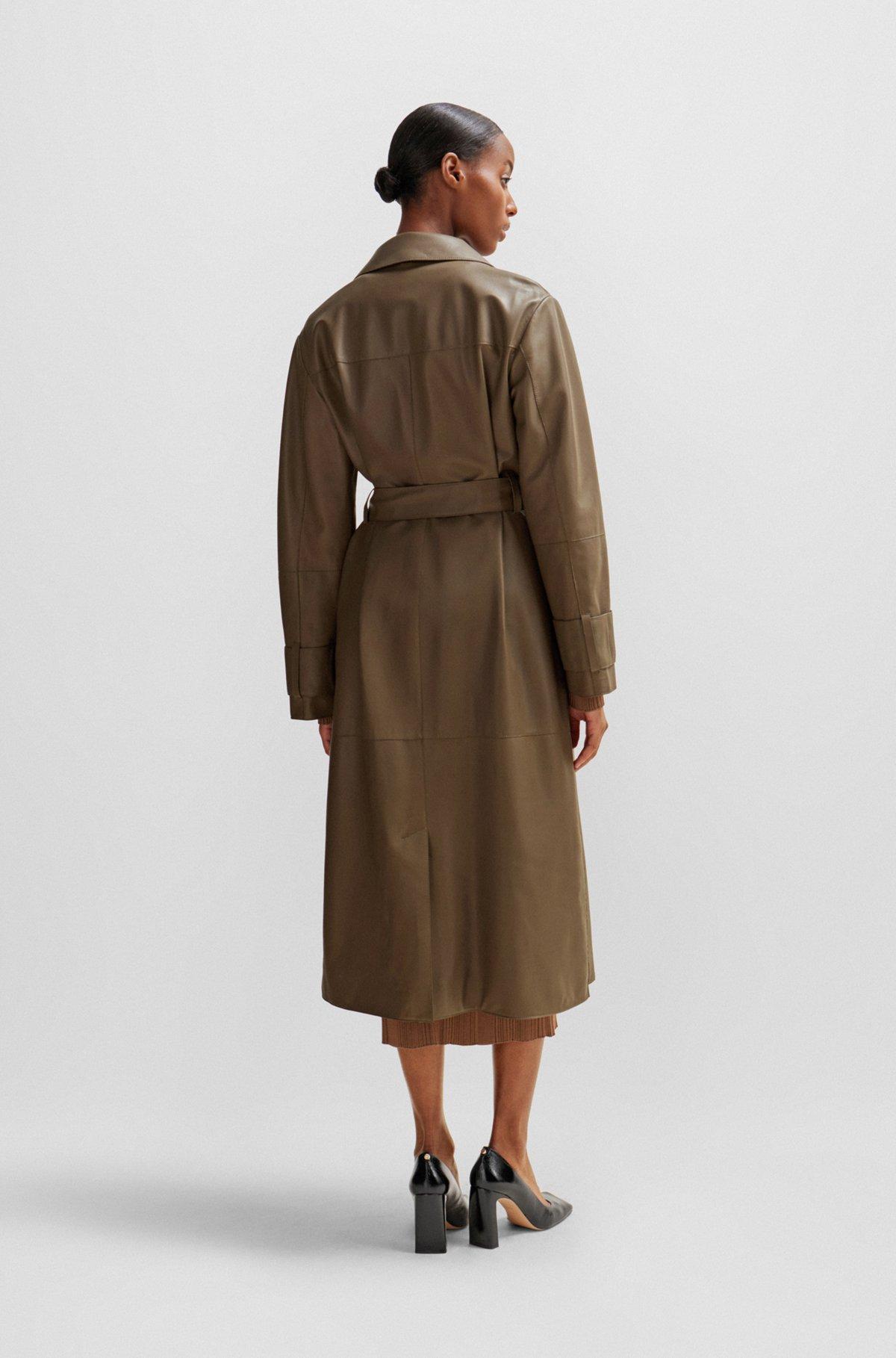 Longline belted coat in nappa leather Product Image