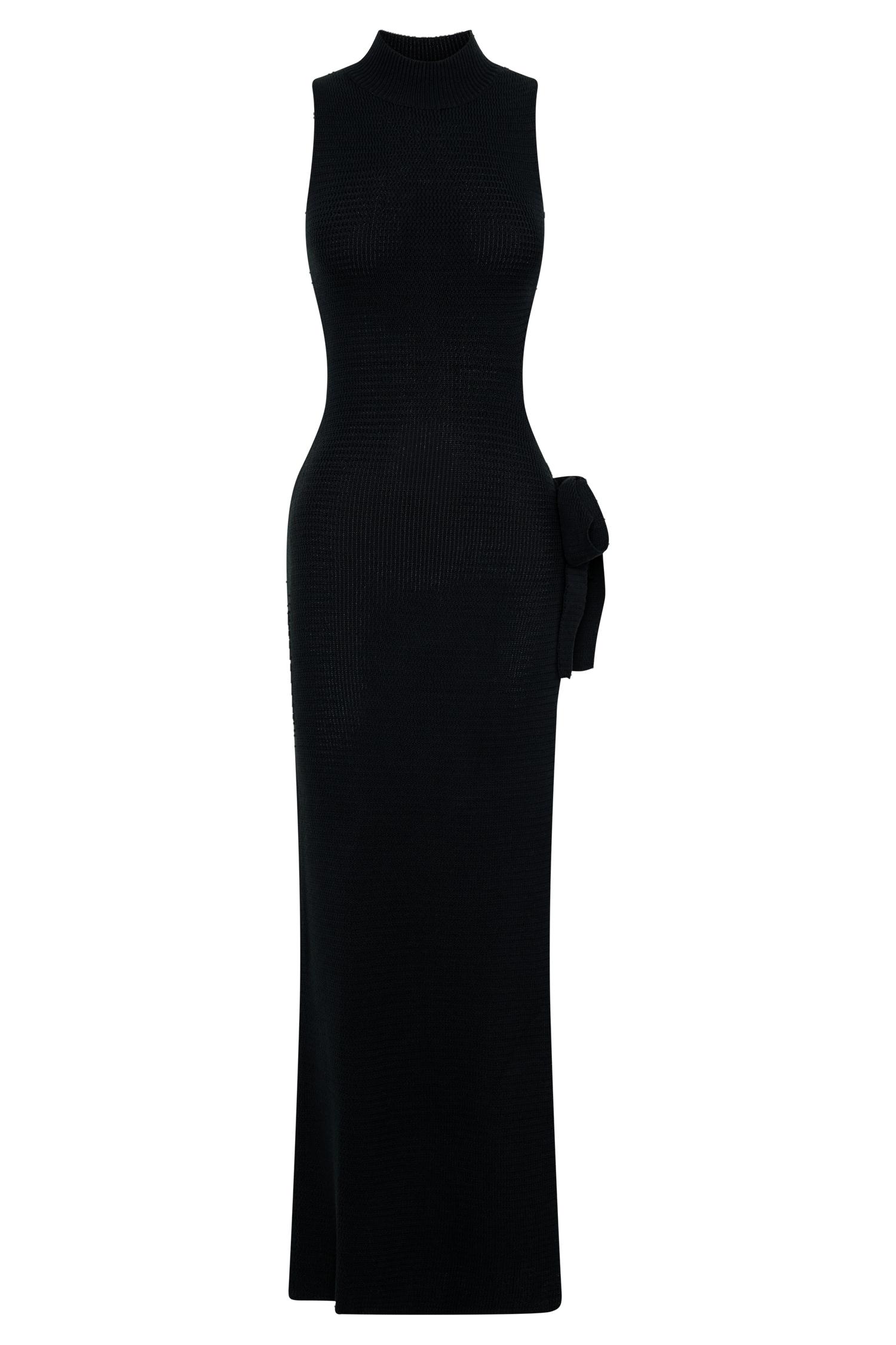 Stephanie Cut Out Knit Maxi Dress - Black Product Image