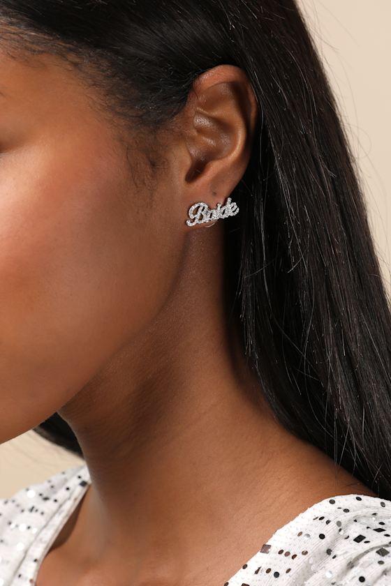 Your Moment Silver Rhinestone Bride Earrings Set Product Image