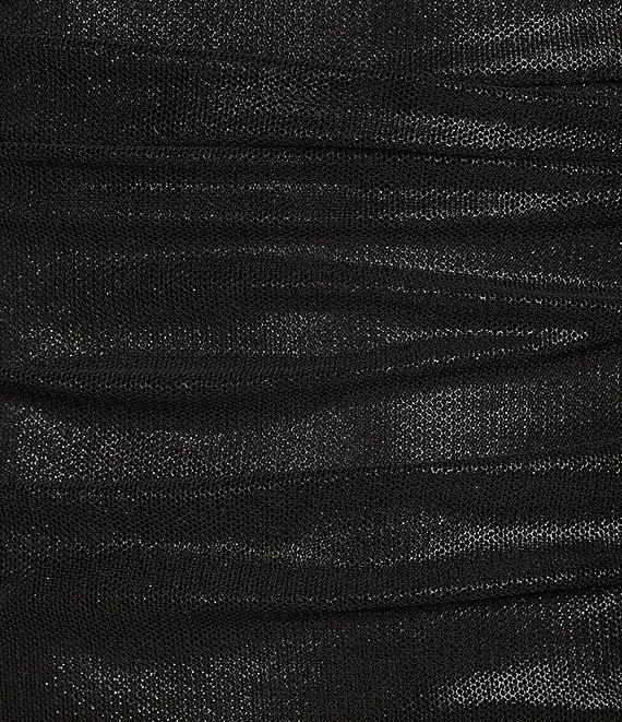 Pear Culture Spaghetti Strap Square Neck Glitter Mesh Dress Product Image