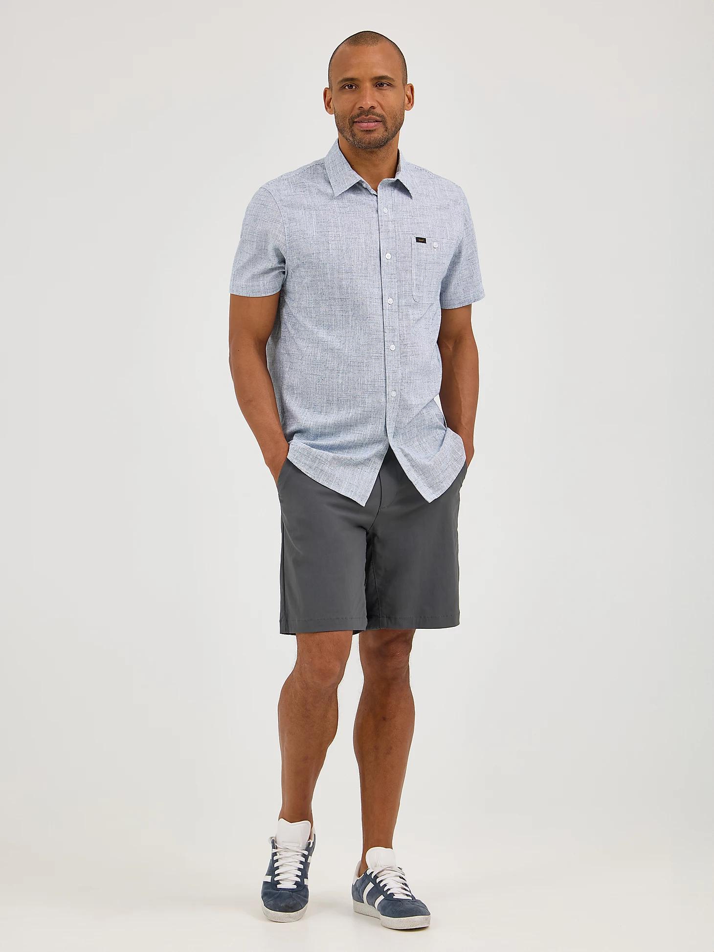 Men's Short Sleeve Solid Slub Button Down Shirt | Men's Tops & Tees | Lee® Product Image